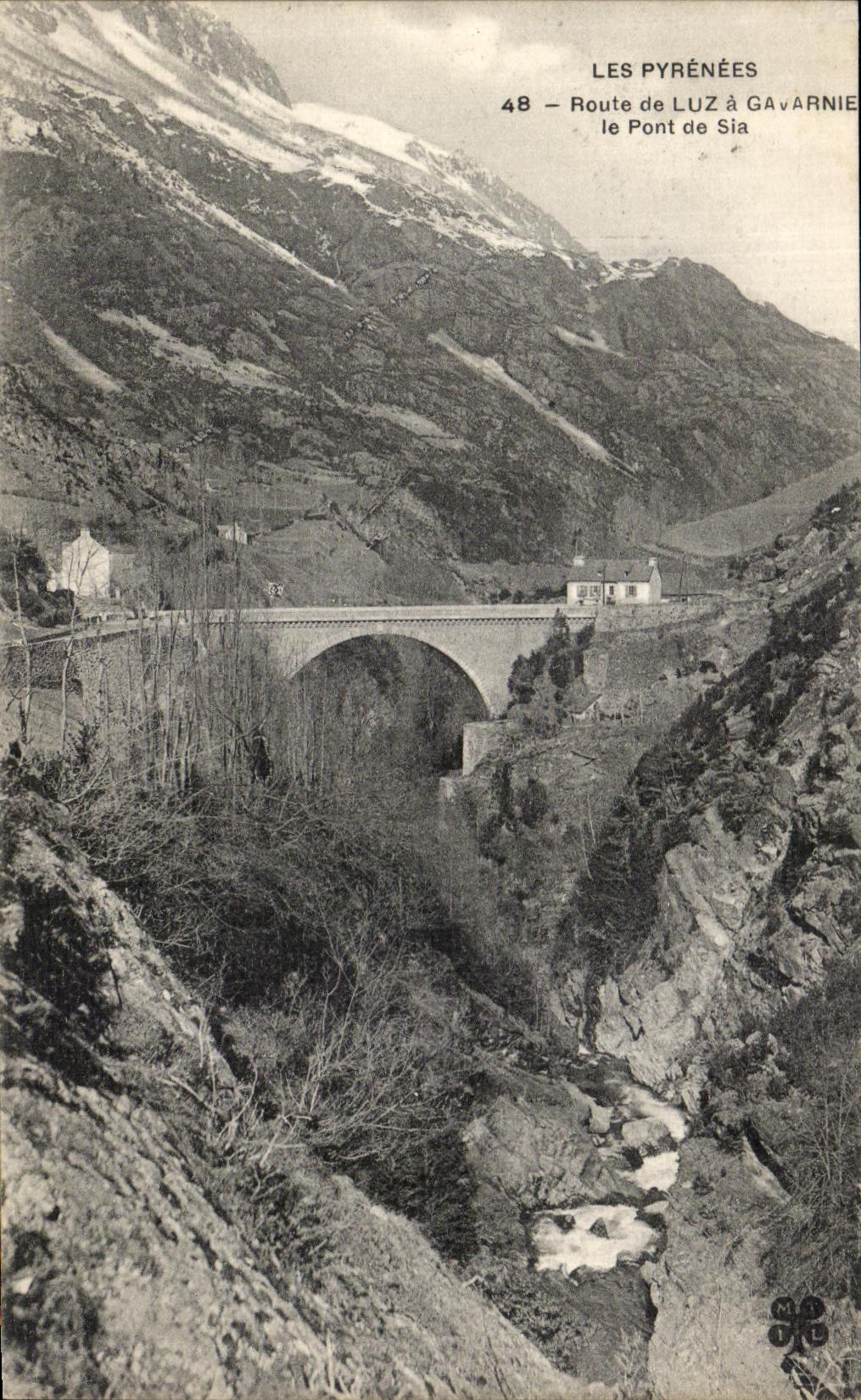VINTAGE POSTCARD Luz Road of Luz Gavarnie the Bridge of Sia
