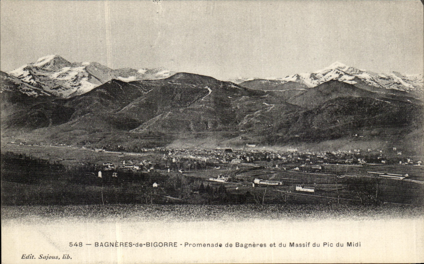 VINTAGE POSTCARD Bagneres de Bigorre Walk of Bagneres and the Solid mass of the Peak
