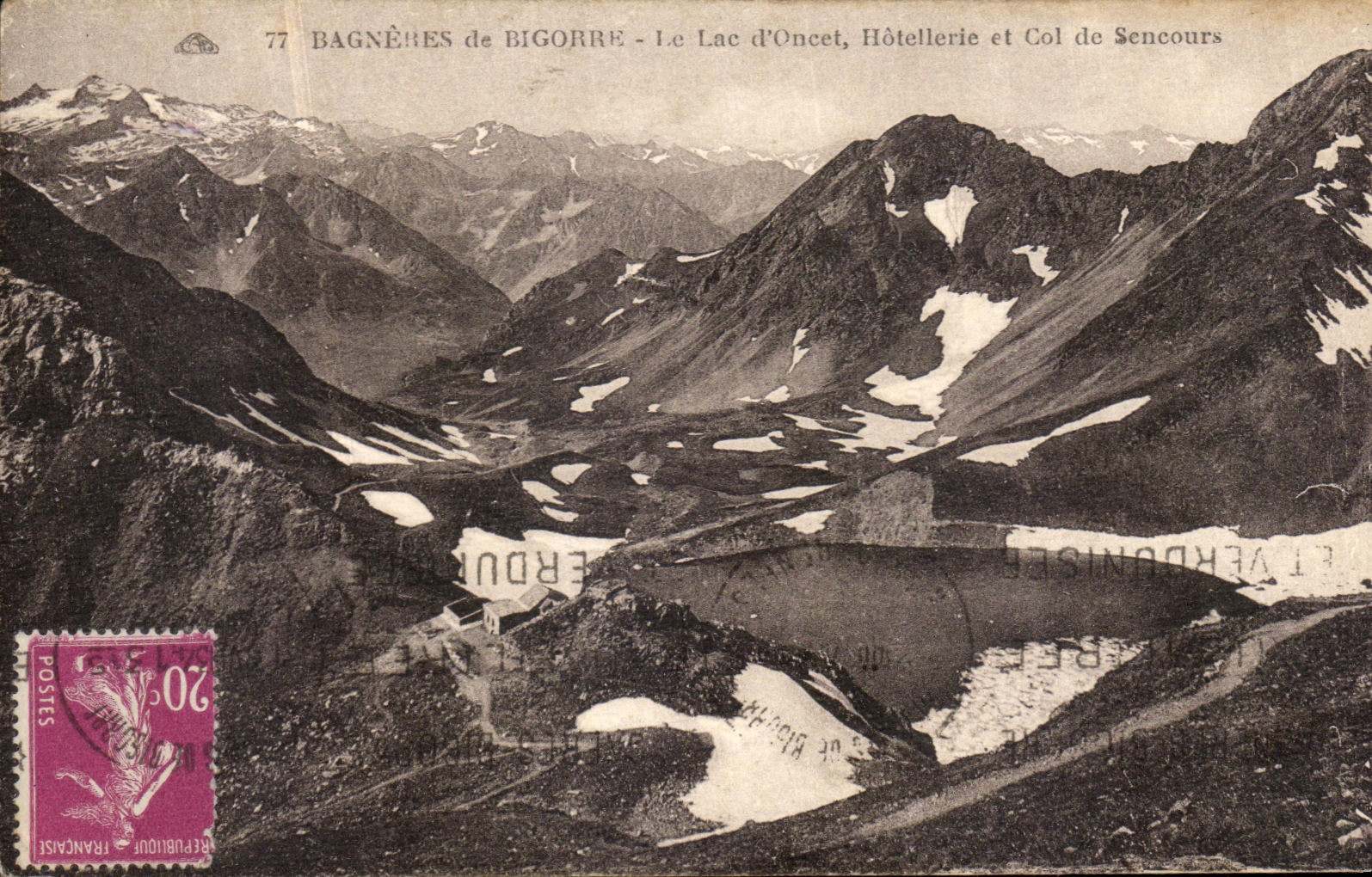 VINTAGE POSTCARD Bagneres de Bigorre L Adour Hotel trade and Col of Sencours