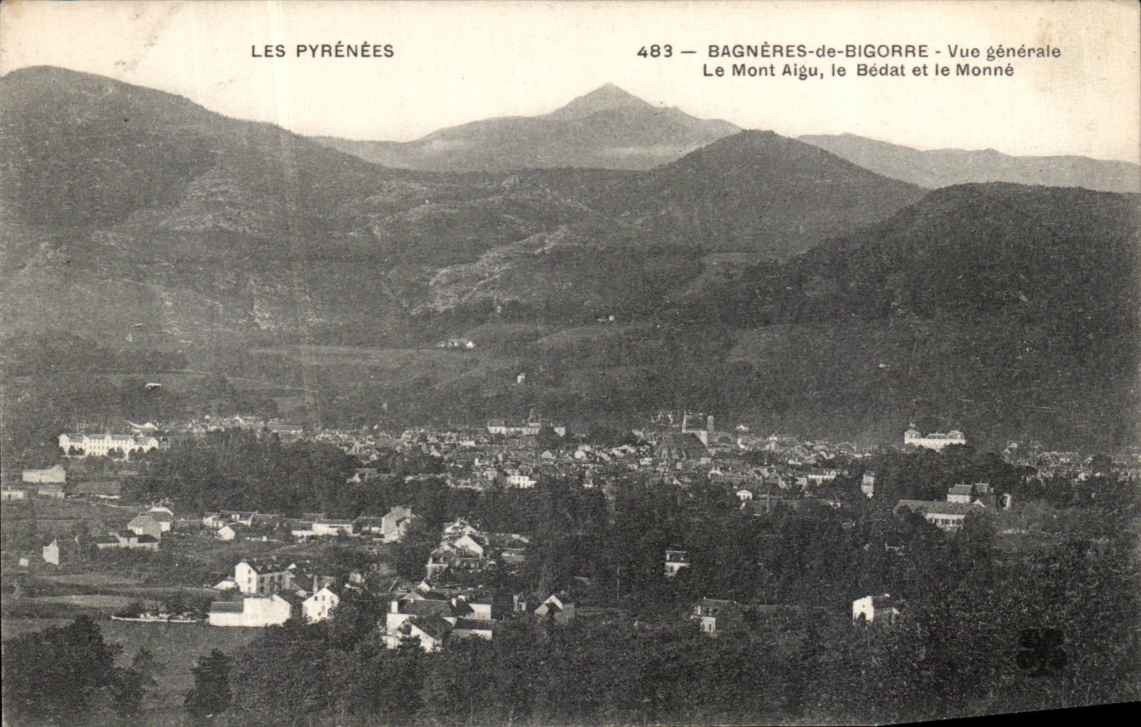 VINTAGE POSTCARD Bagneres de Bigorre View the Acute Mount Bedat and Monne