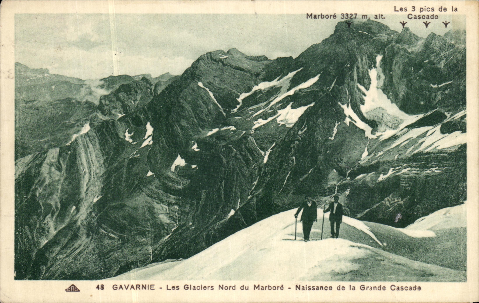 Glaciares de Gavarnie de la POSTAL de la VENDIMIA nortenos del nacimiento de Marbore de la cascada grande