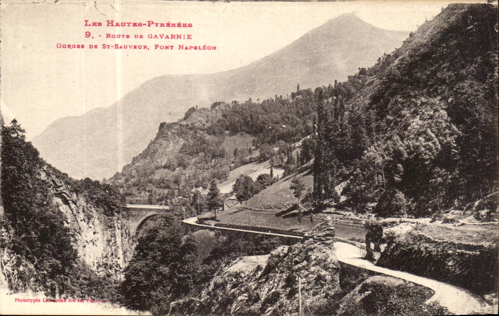 VINTAGE POSTCARD Road De Gavarnie Falls Of St Saver Napoleon Bridge