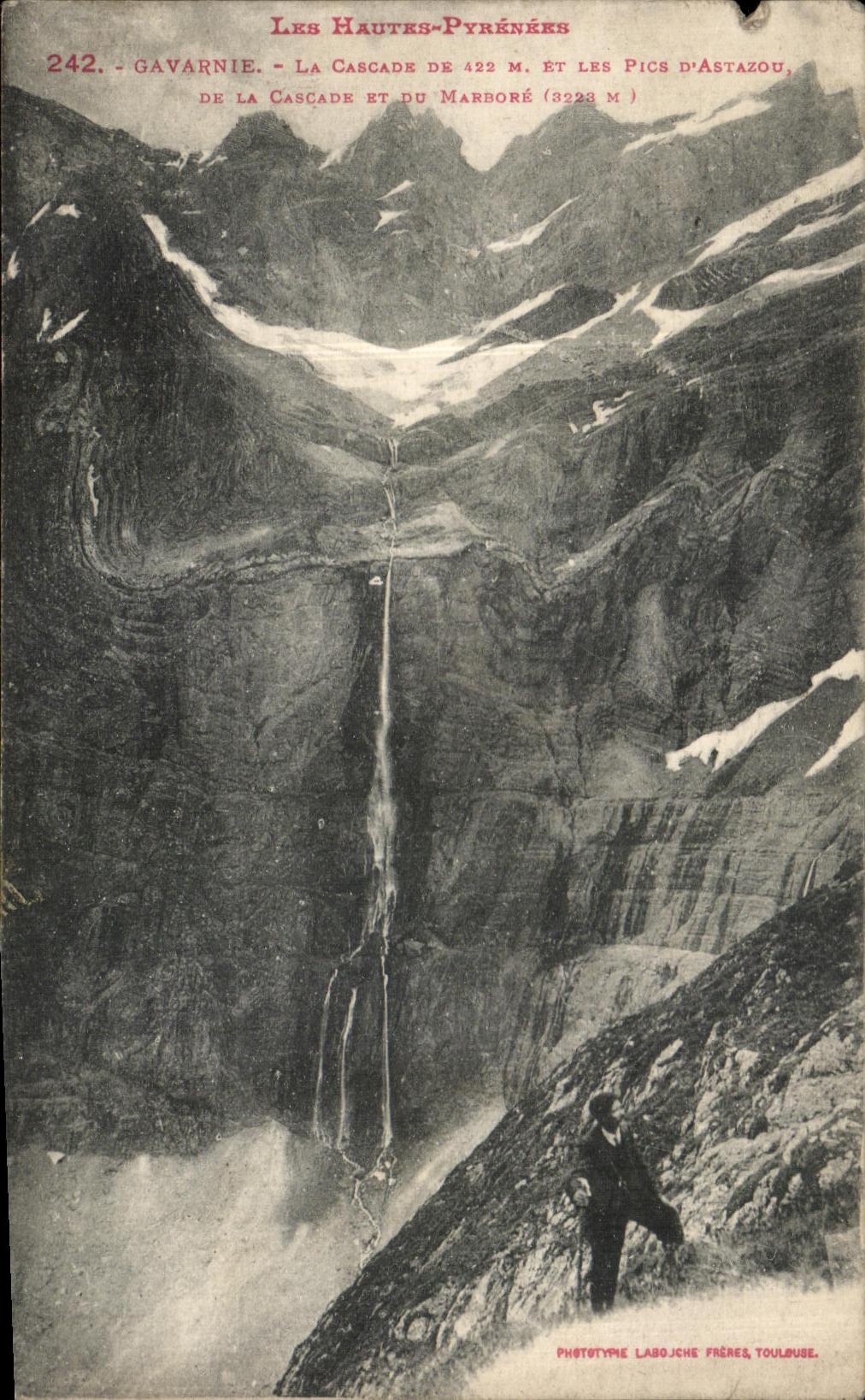VINTAGE POSTCARD Gavarnie the Cascade and the peaks D Astazou of the cascade of Marbore