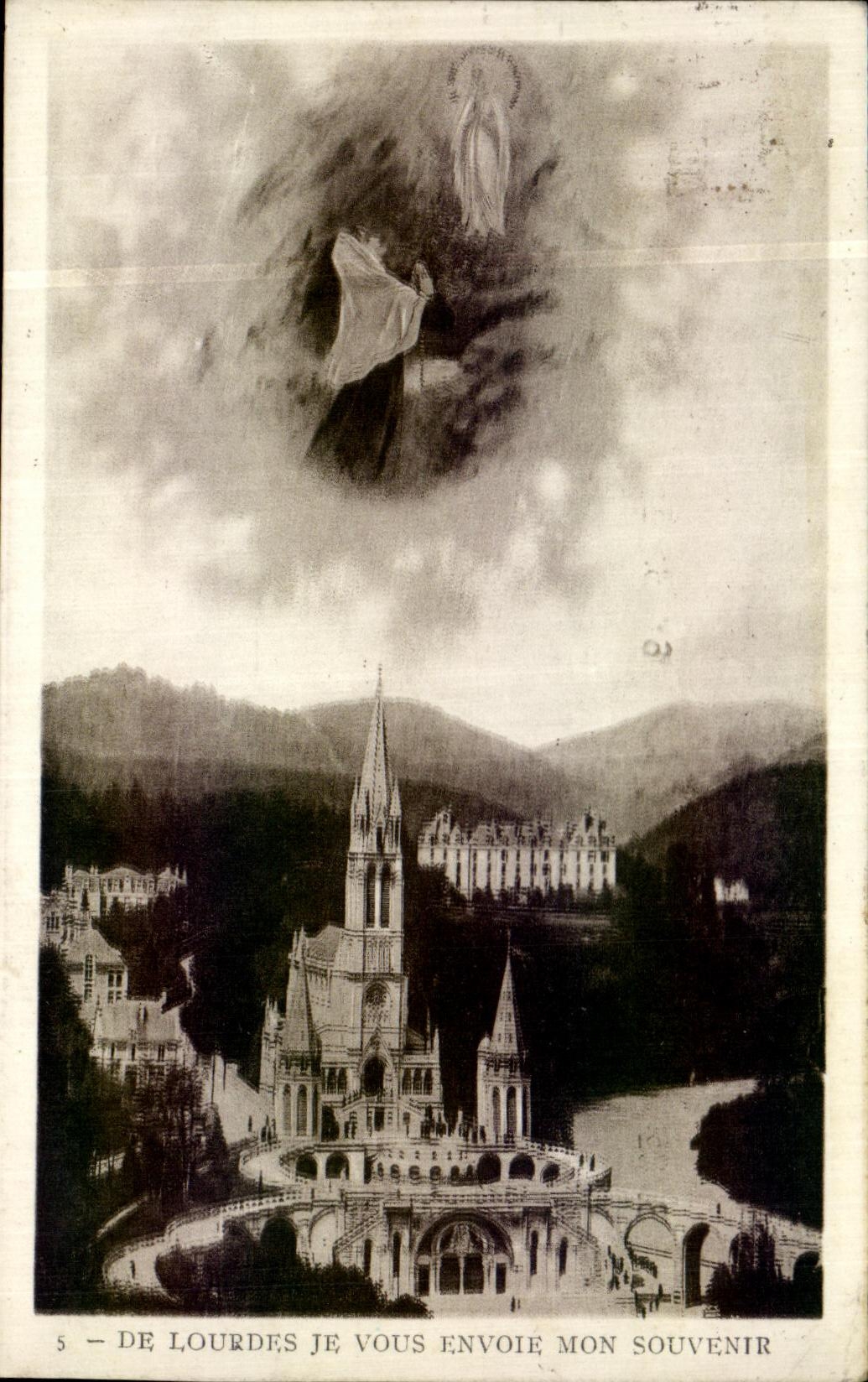 VINTAGE POSTCARD Lourdes I Send My Souvenir to You