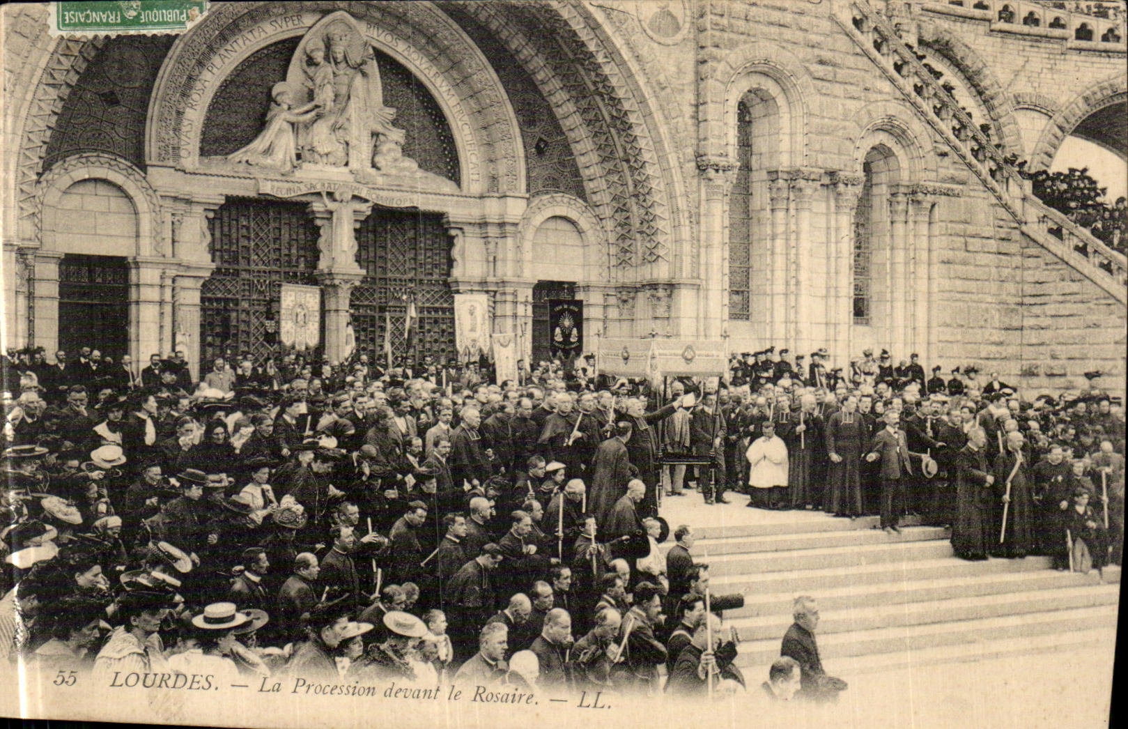 VINTAGE POSTCARD Heavy the Procession In front of the Rosary