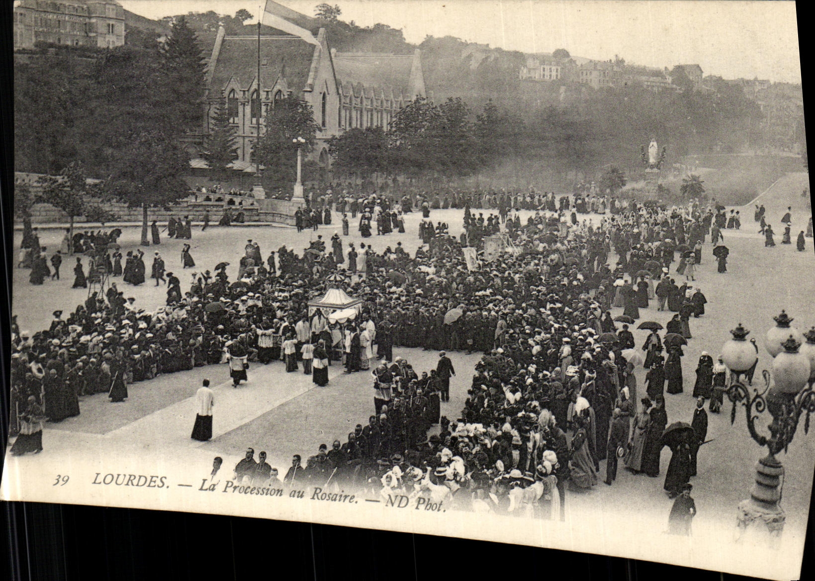 VINTAGE POSTCARD Heavy the Procession with the Rosary