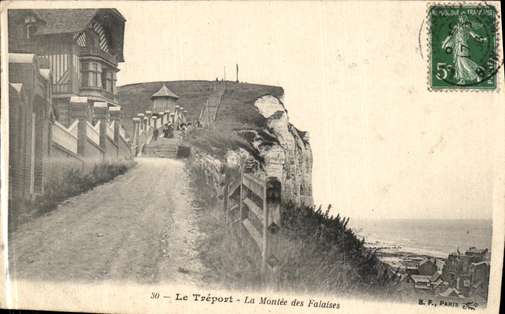 VINTAGE POSTCARD Treport Rise of Cliffs