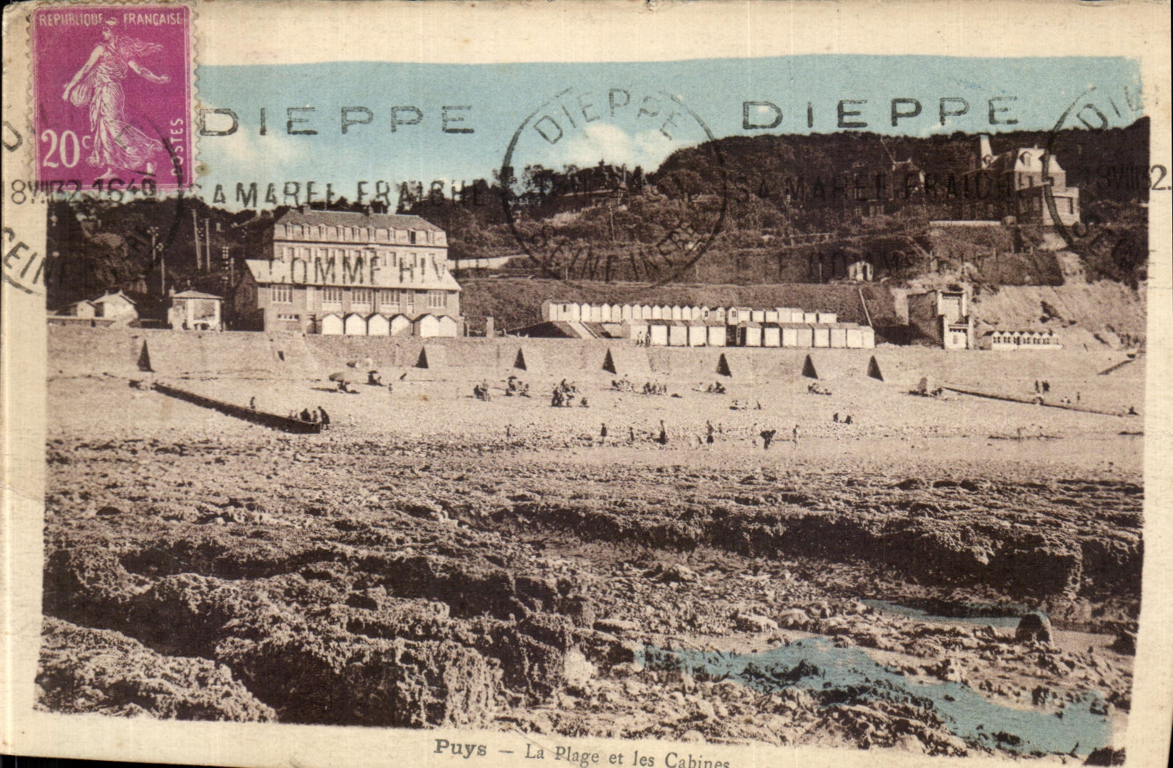 VINTAGE POSTCARD Puys the Beach and Cliffs