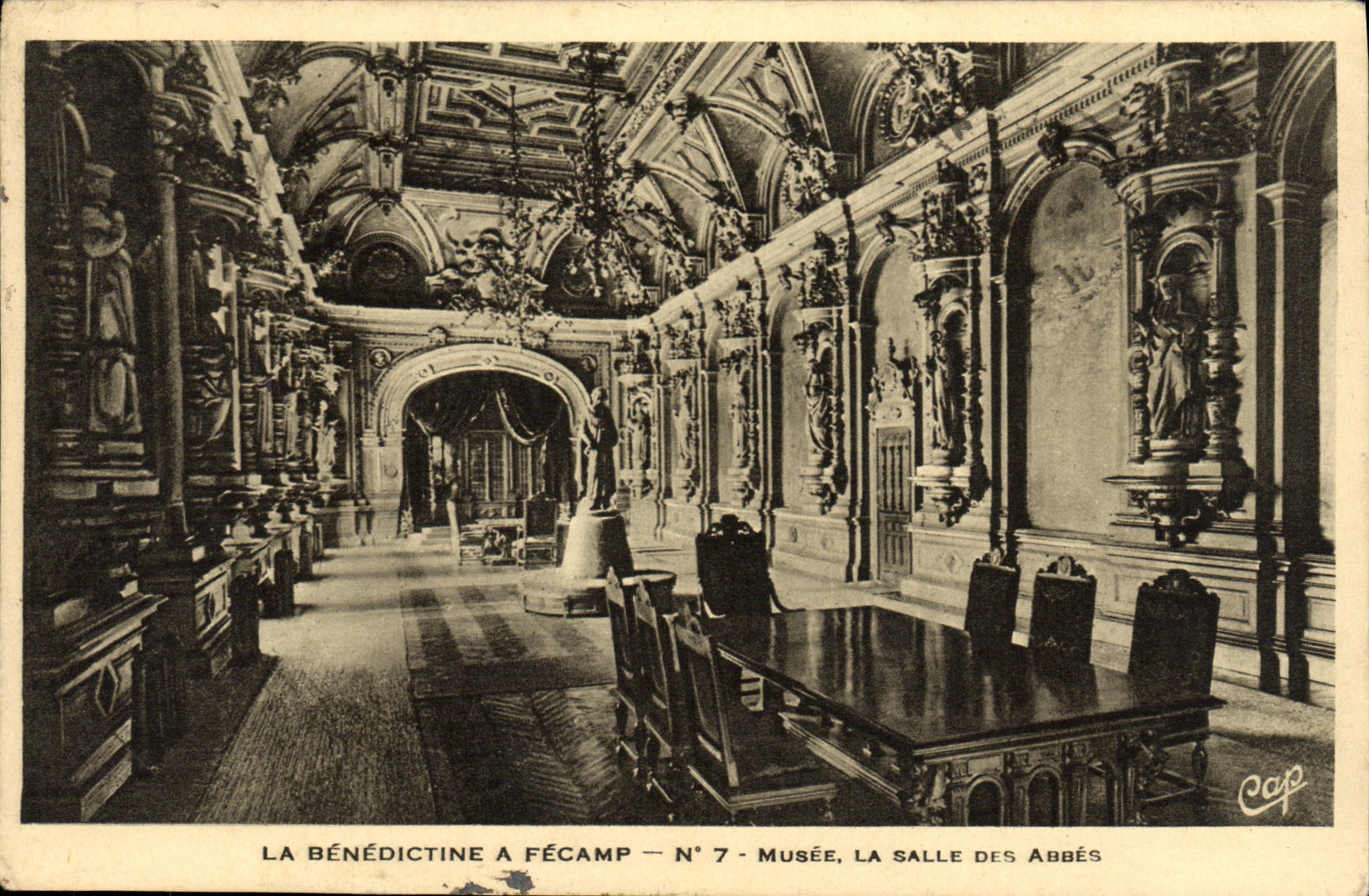 El benedictino de la POSTAL de la VENDIMIA tiene Fecamp Musee el cuarto de los abades