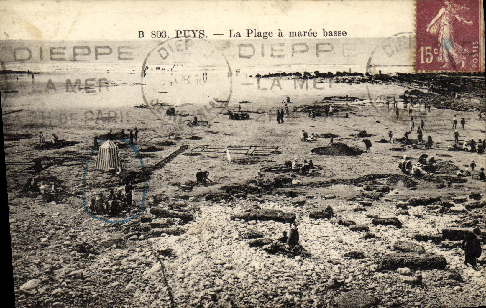 VINTAGE POSTCARD Puys the Beach has Low tide