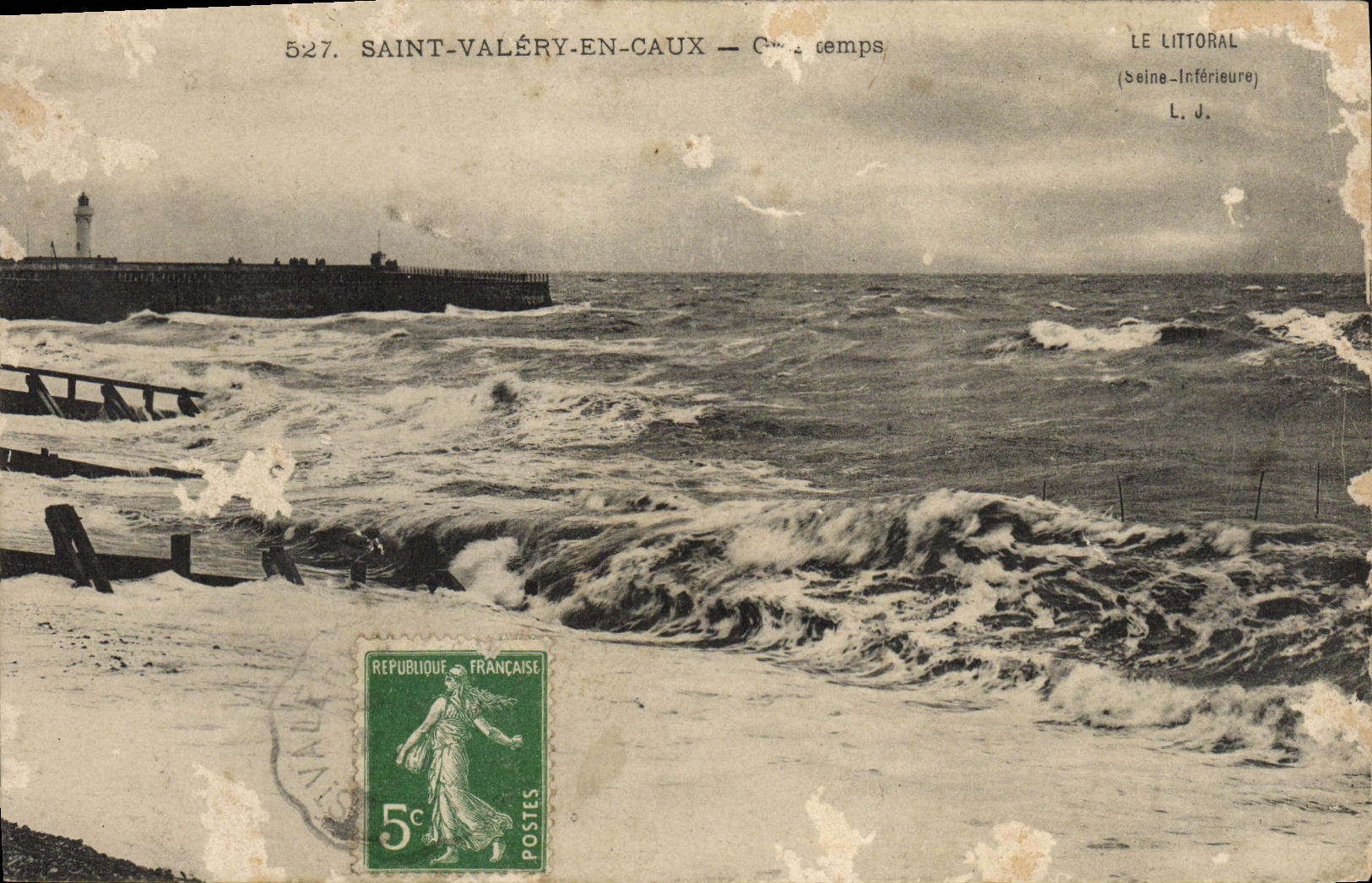 VINTAGE POSTCARD Holy Valery In Caux heavy weather