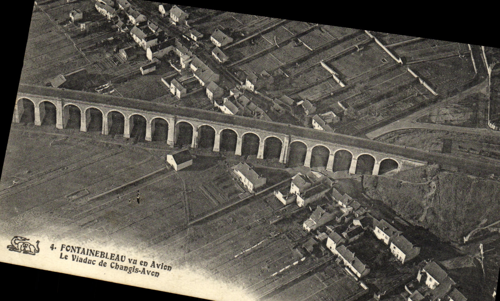 VINTAGE POSTCARD Fontainebleau Seen In the Plane the Viaduct of Changis Avon