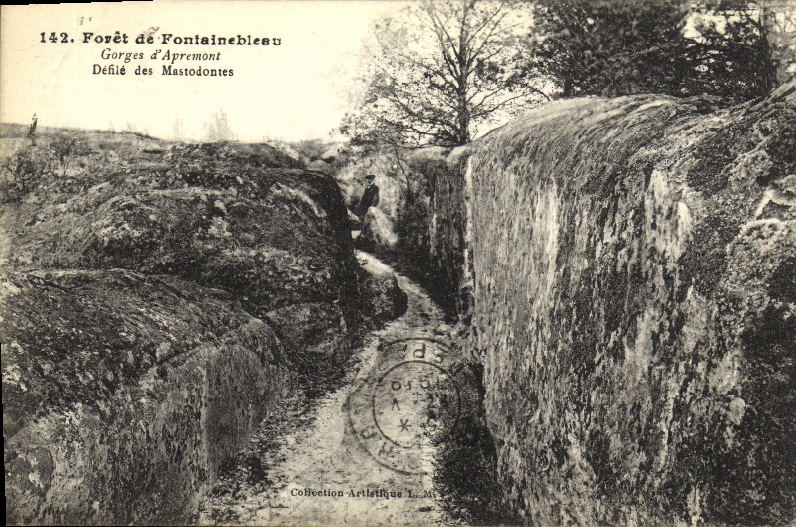 VINTAGE POSTCARD Fontainebleau Drill Falls D Apremont Defil of the mastodons