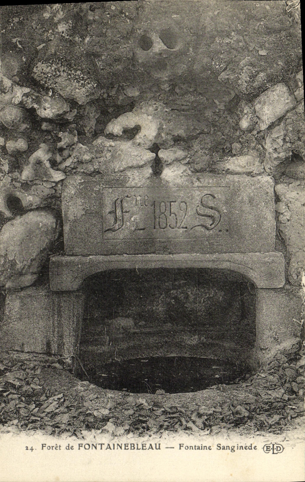 VINTAGE POSTCARD Fontainebleau Drill Sanginede Fountain