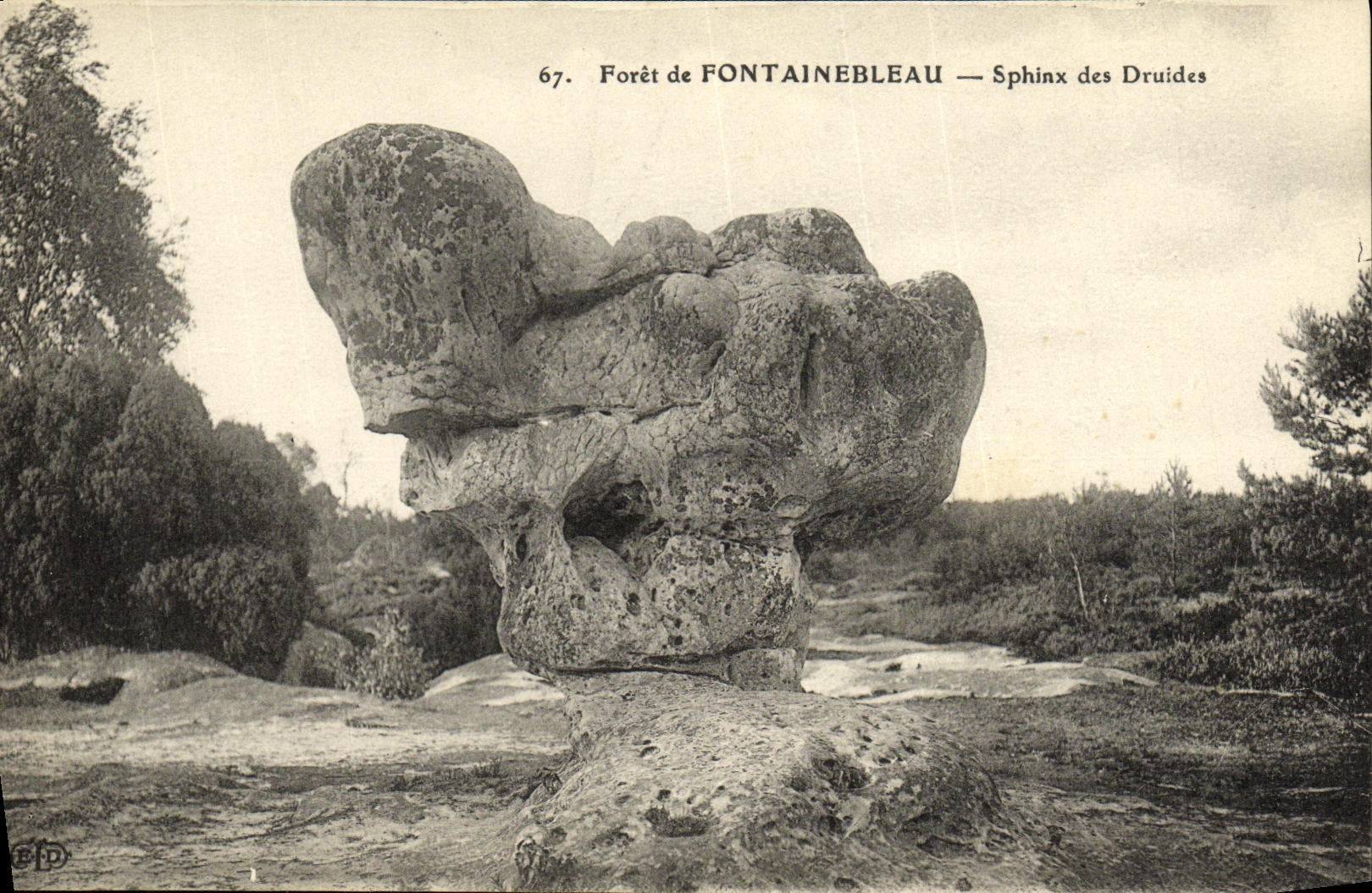 VINTAGE POSTCARD Drill of Fontainebleau Sphinx of the Druids