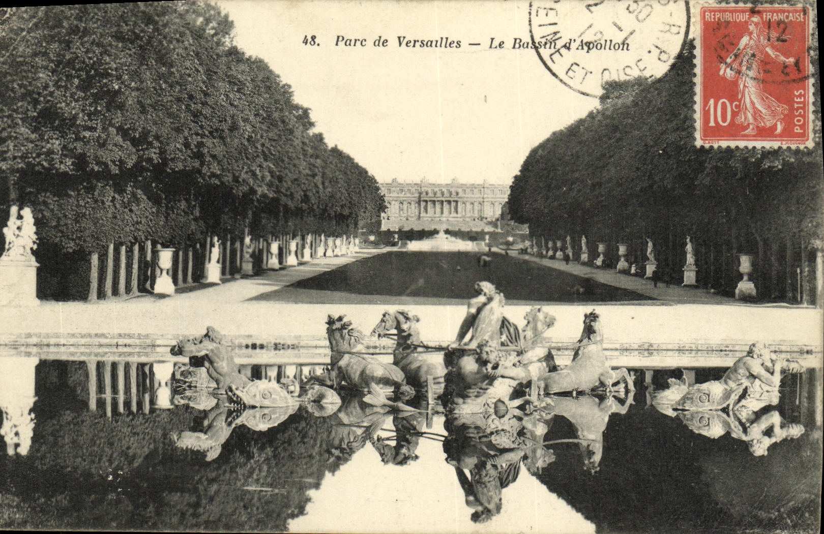 VINTAGE POSTCARD Versailles Park of the Basin D Apollo