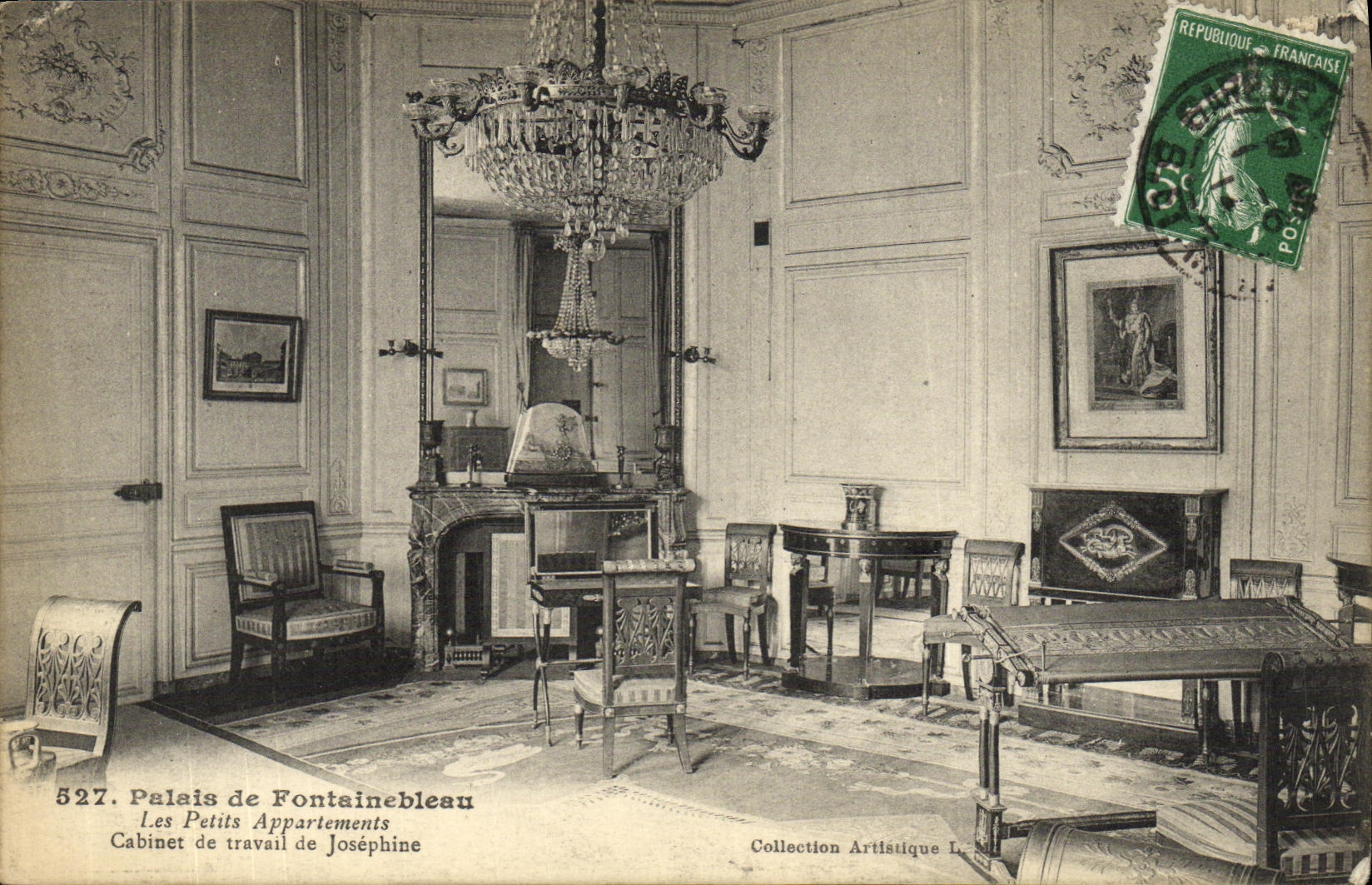 VINTAGE POSTCARD Palate of Fontainebleau the Small Apartments Study of Josephine