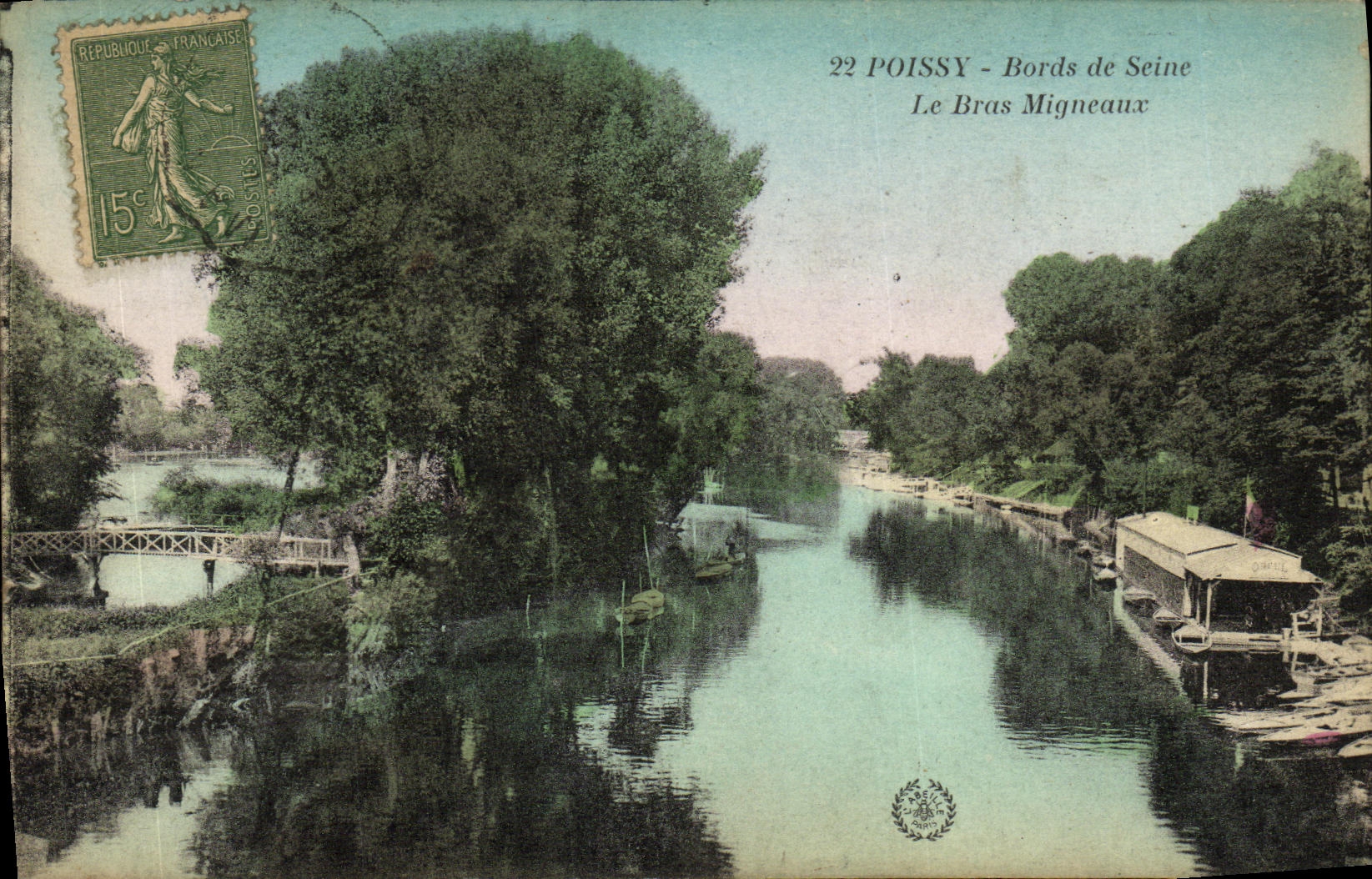 VINTAGE POSTCARD Poissy Edges of the Seine the Migneaux Arm