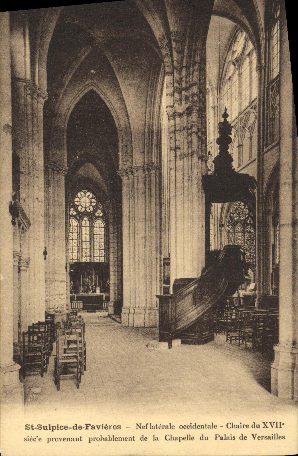 VINTAGE POSTCARD St Sulpice De Favieres Nave Pulpit