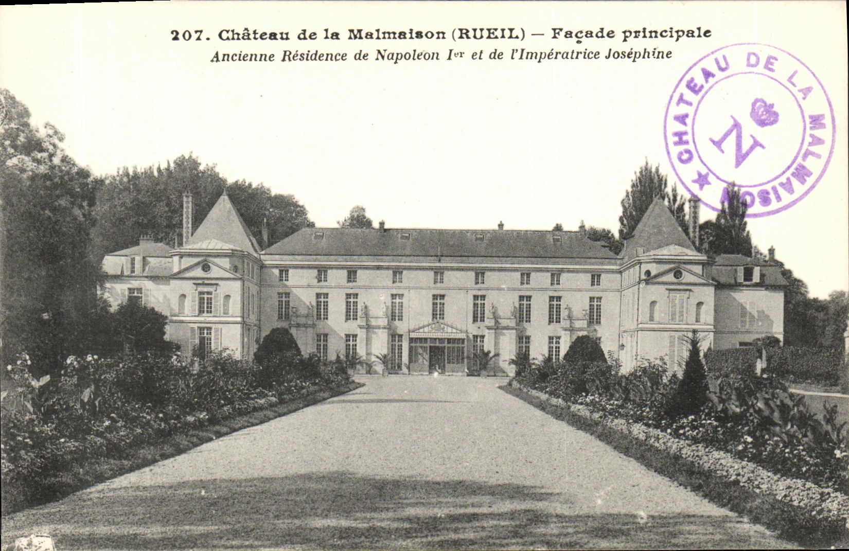 VINTAGE POSTCARD Chatreau of Malmaison Frontage Principal Old residence of Napoleon 1st