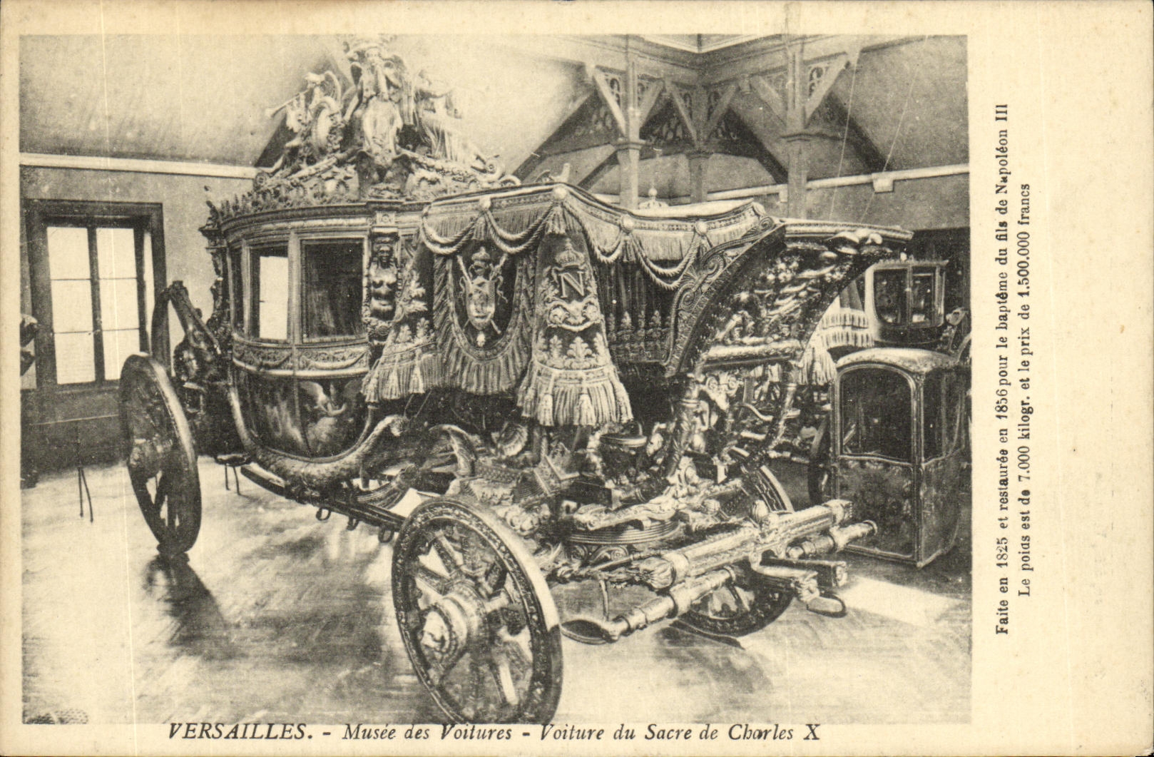 VINTAGE POSTCARD Versailles Musee of the Cars Conveys Sacring of Charles X