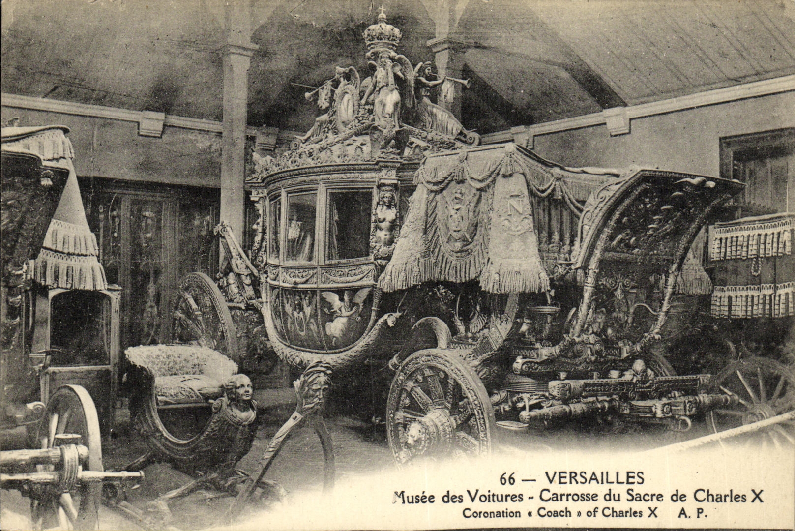 VINTAGE POSTCARD Versailles Musee of the Cars Fits with body Sacring of Charles X
