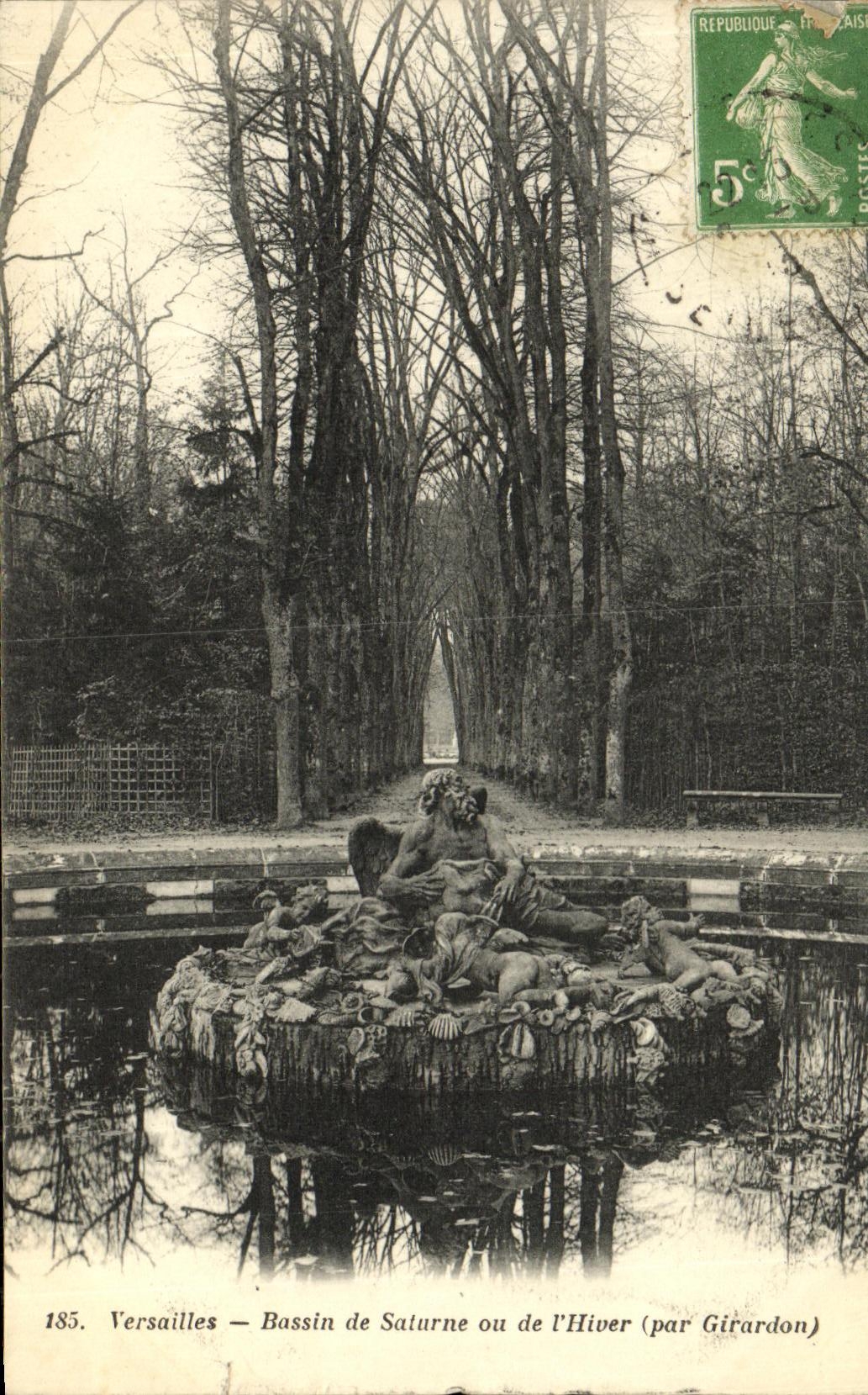 VINTAGE POSTCARD Versailles Basin of Saturn Or L Winter by Girardon
