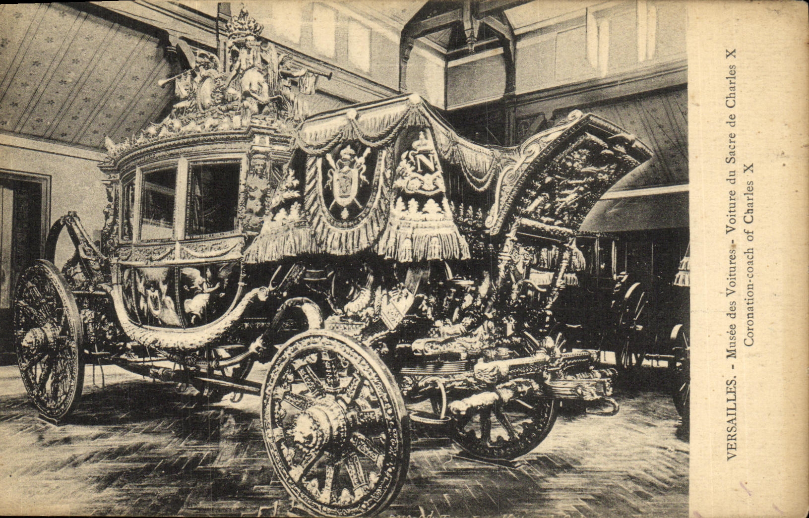 VINTAGE POSTCARD Versailles Musee of the Cars Conveys sacring of Charles X