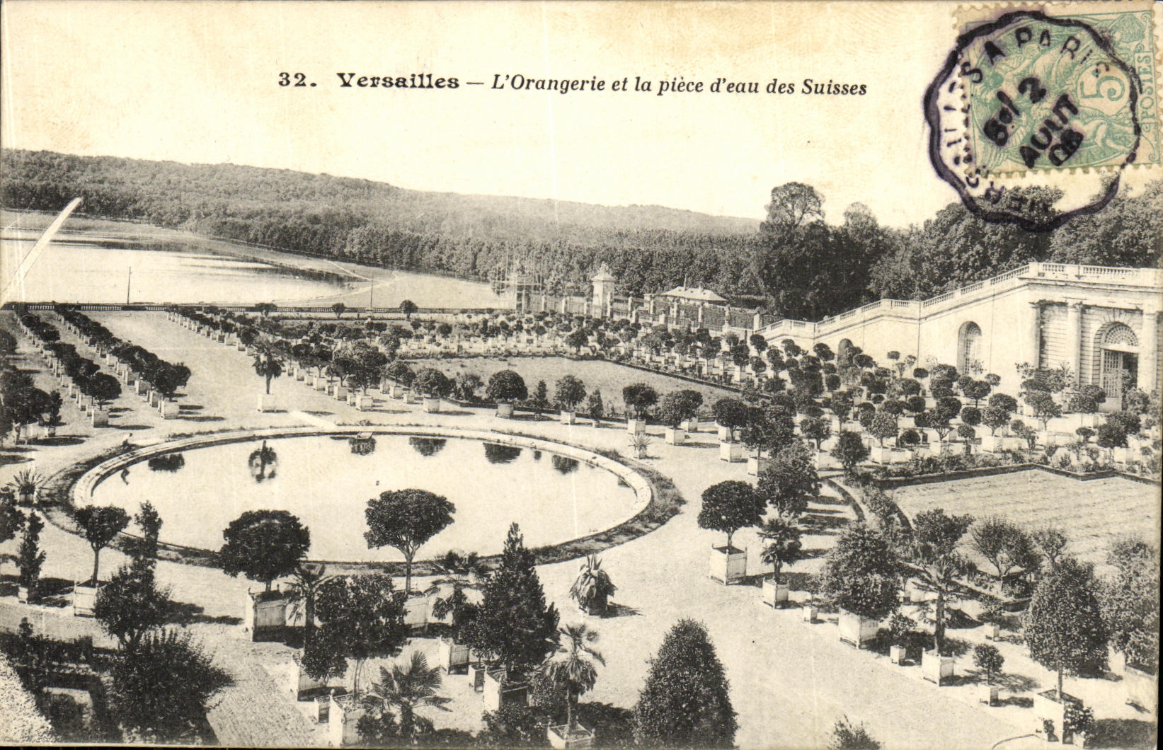 VINTAGE POSTCARD Versailles L Orangery and the Part D water of the Swiss ones