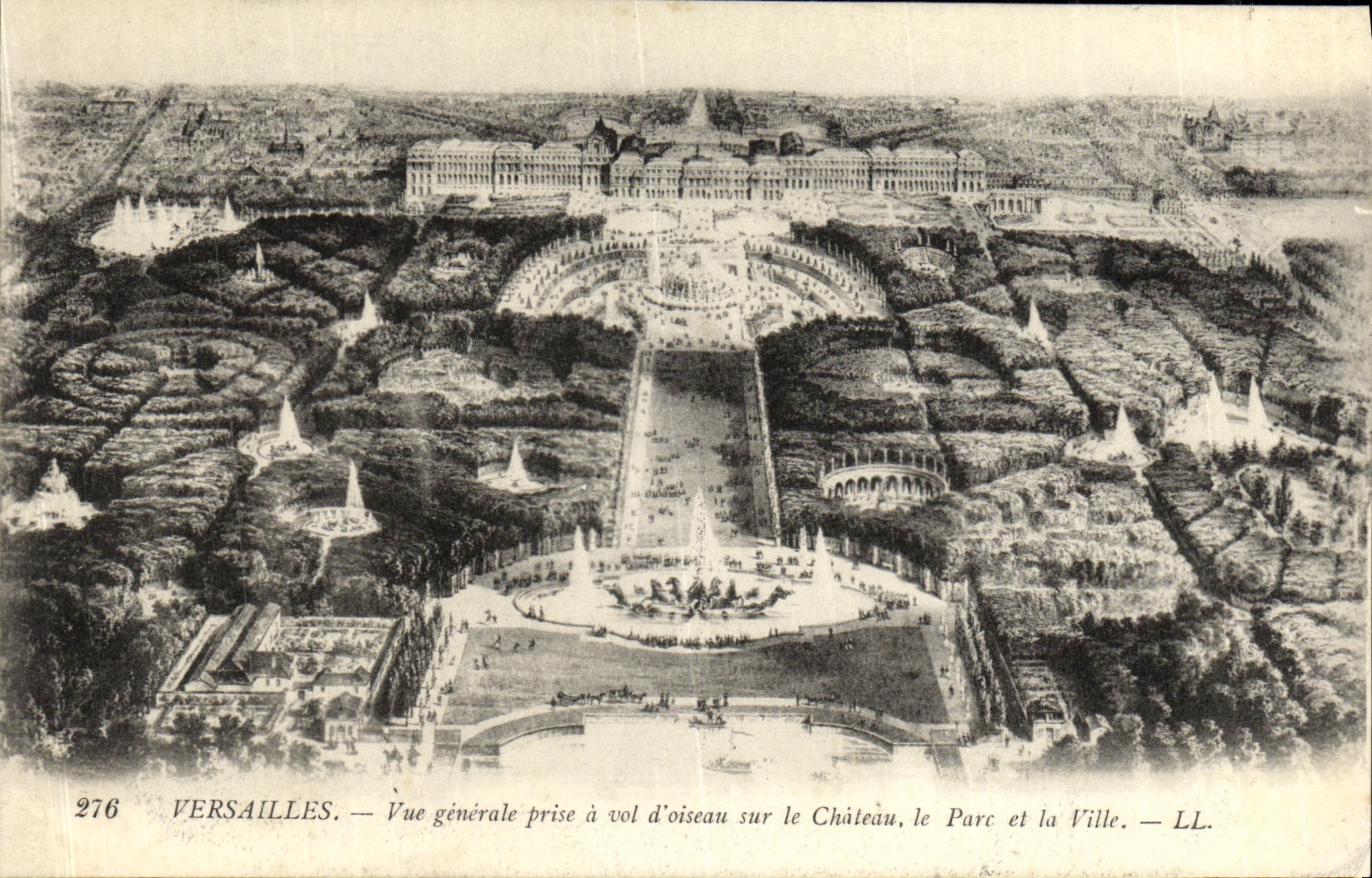 VINTAGE POSTCARD Versailles View Taken has Vol D bird On the Castle
