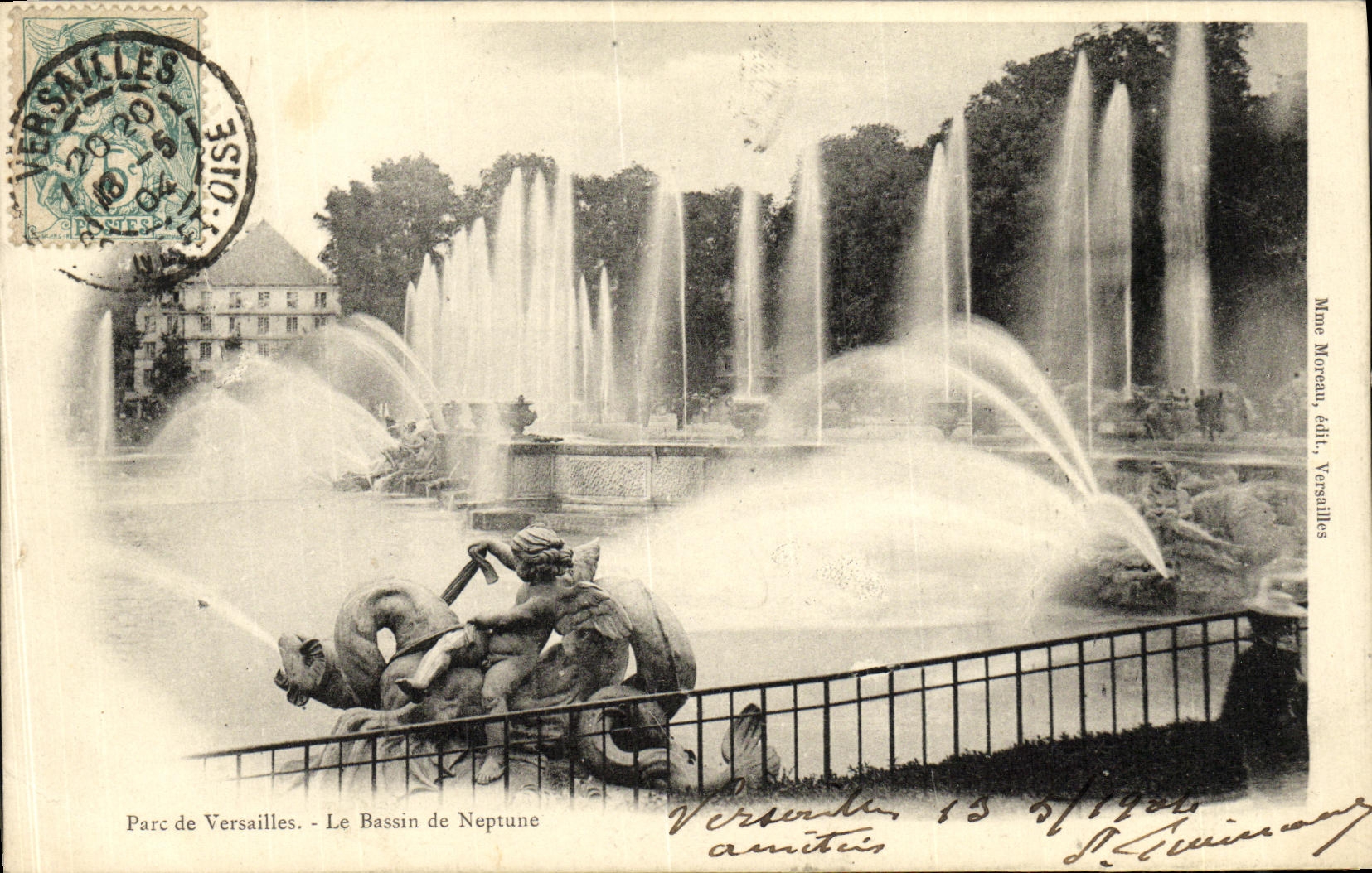 VINTAGE POSTCARD Park of Versailles the Basin of Neptune