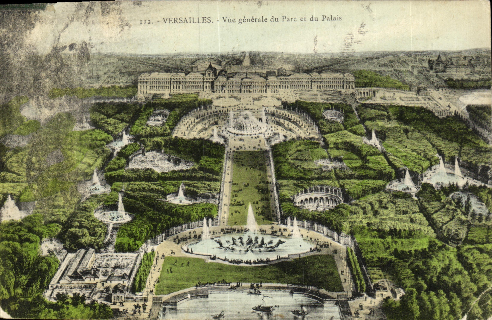VINTAGE POSTCARD Versailles View of the Park and the Palate