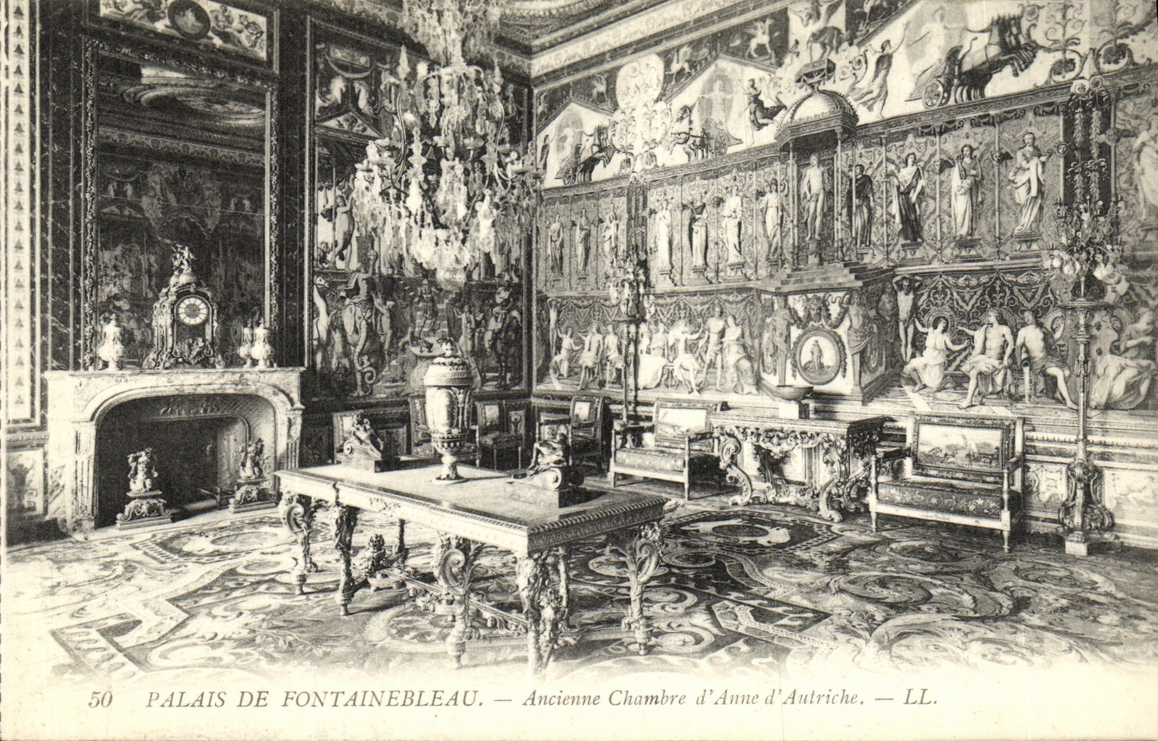 VINTAGE POSTCARD Palate of Fontainebleau Old Room Room D Anne D Austria