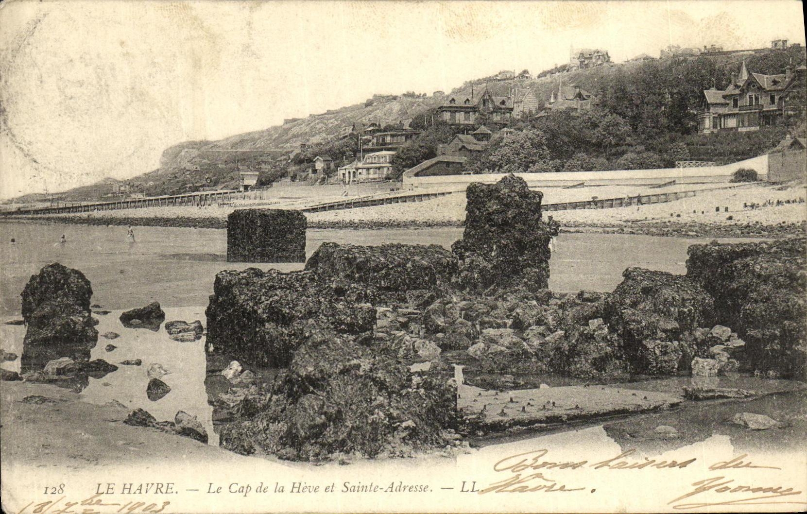 VINTAGE POSTCARD Le Havre the Cape of Cuts and Sainte Address