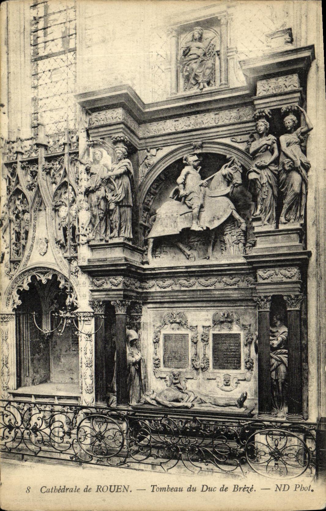 VINTAGE POSTCARD Cathedral of Rouen Tomb Of the Duke of Breze