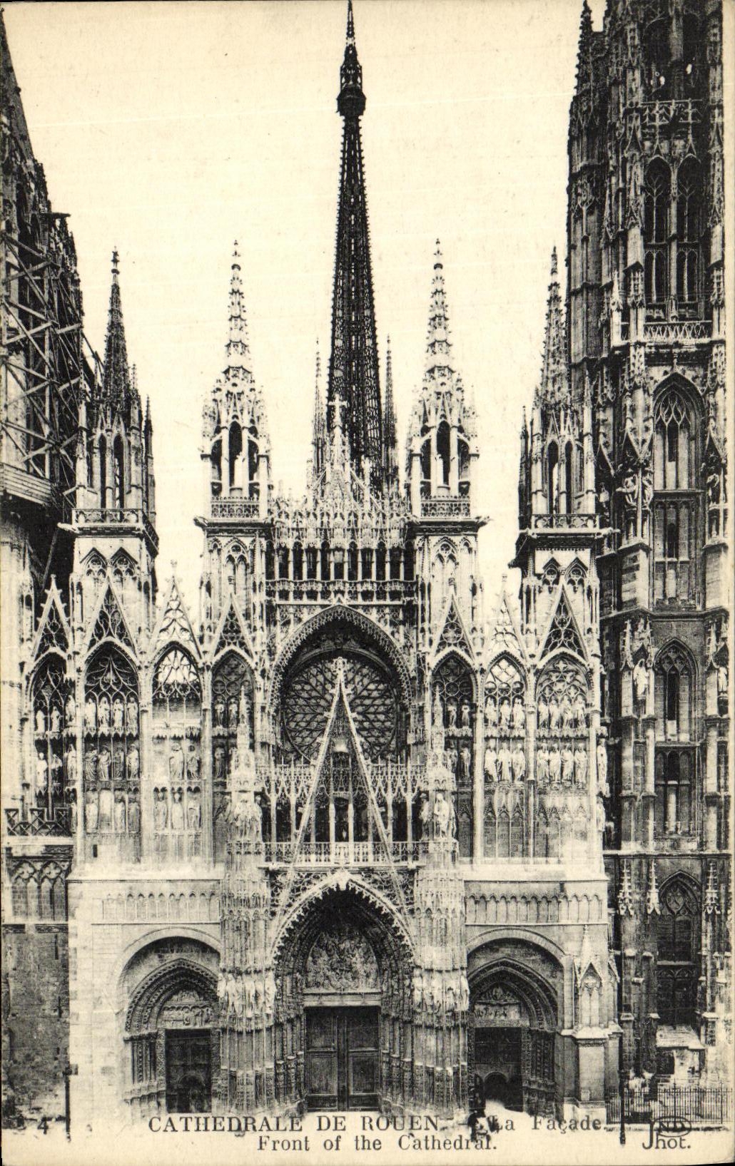 VINTAGE POSTCARD Cathedral Of Rouen Frontage
