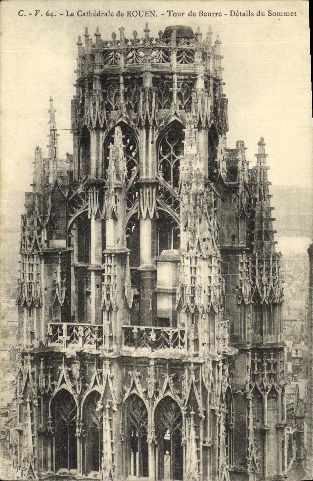 VINTAGE POSTCARD the Cathedral Of Butter Details Rouen Turn of the top