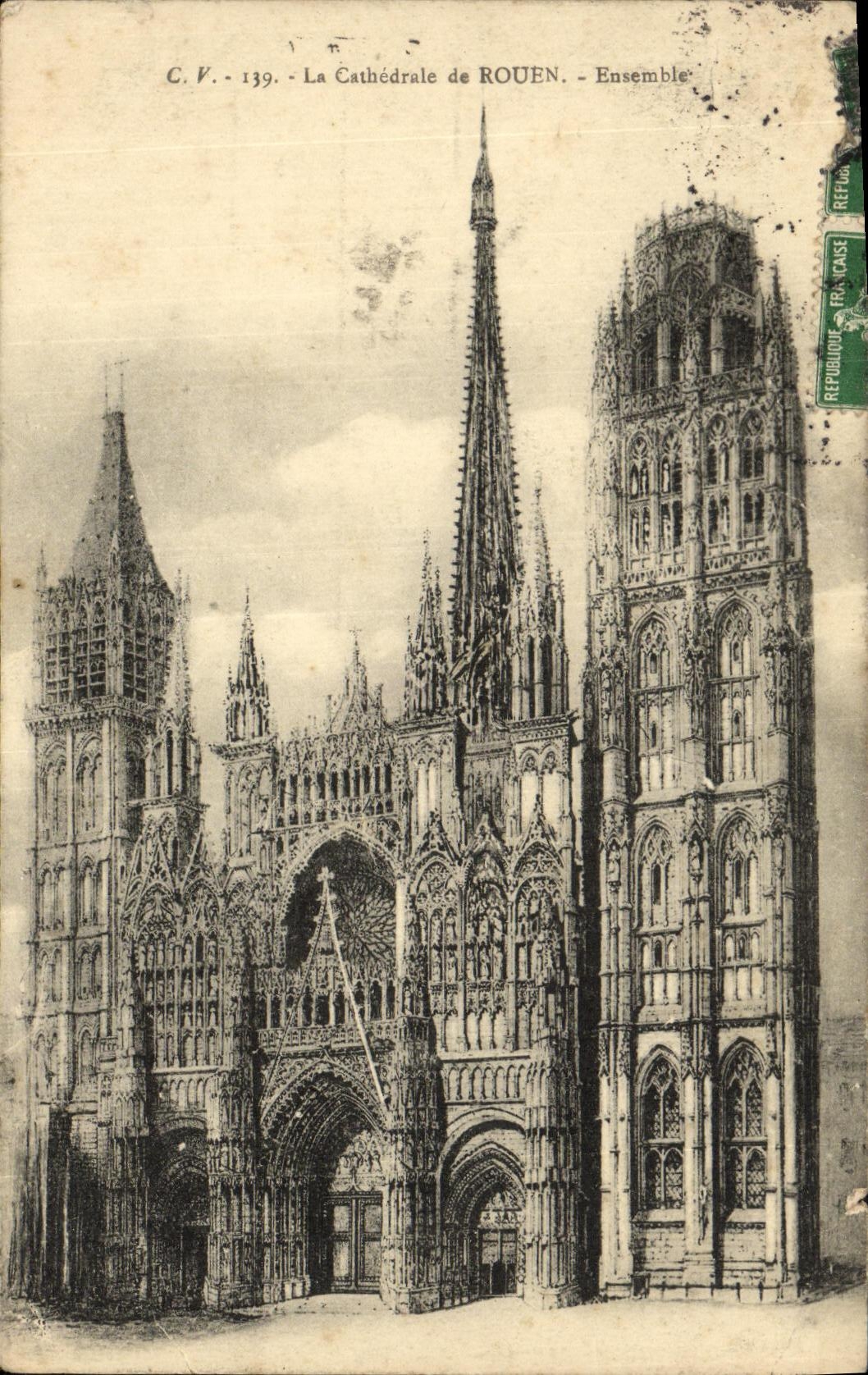 VINTAGE POSTCARD the Cathedral of Rouen Together
