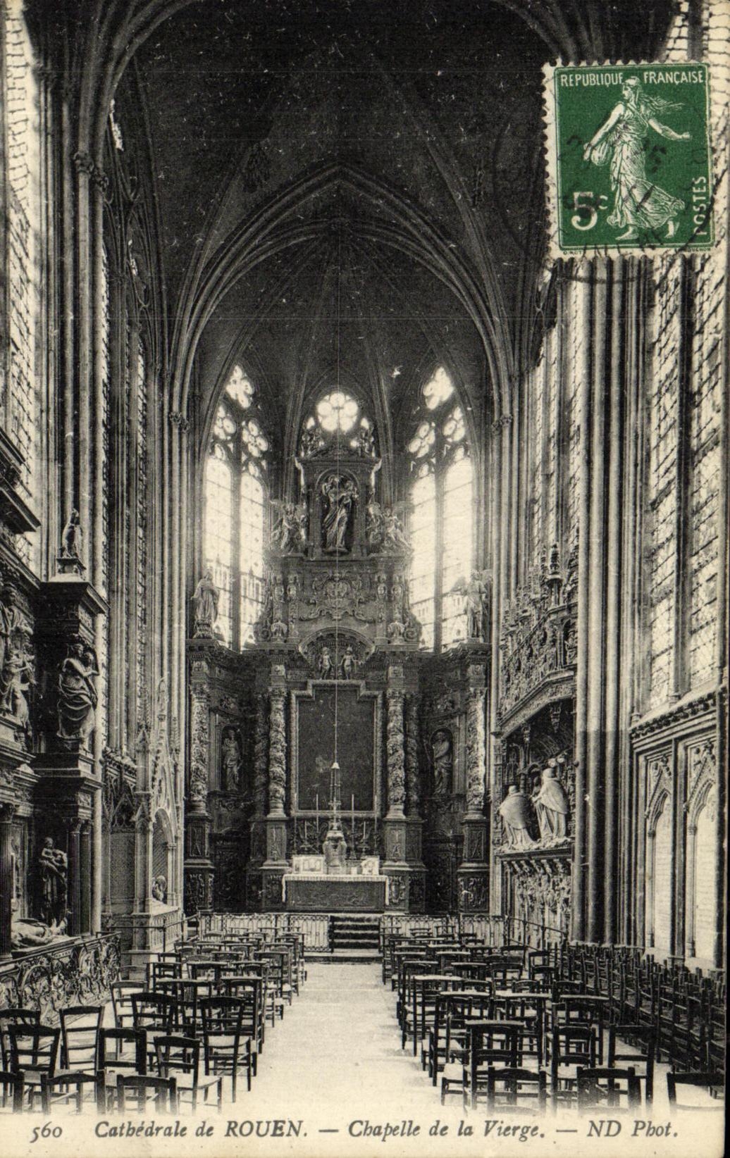 VINTAGE POSTCARD Cathedral Of Rouen Vault of the Virgin
