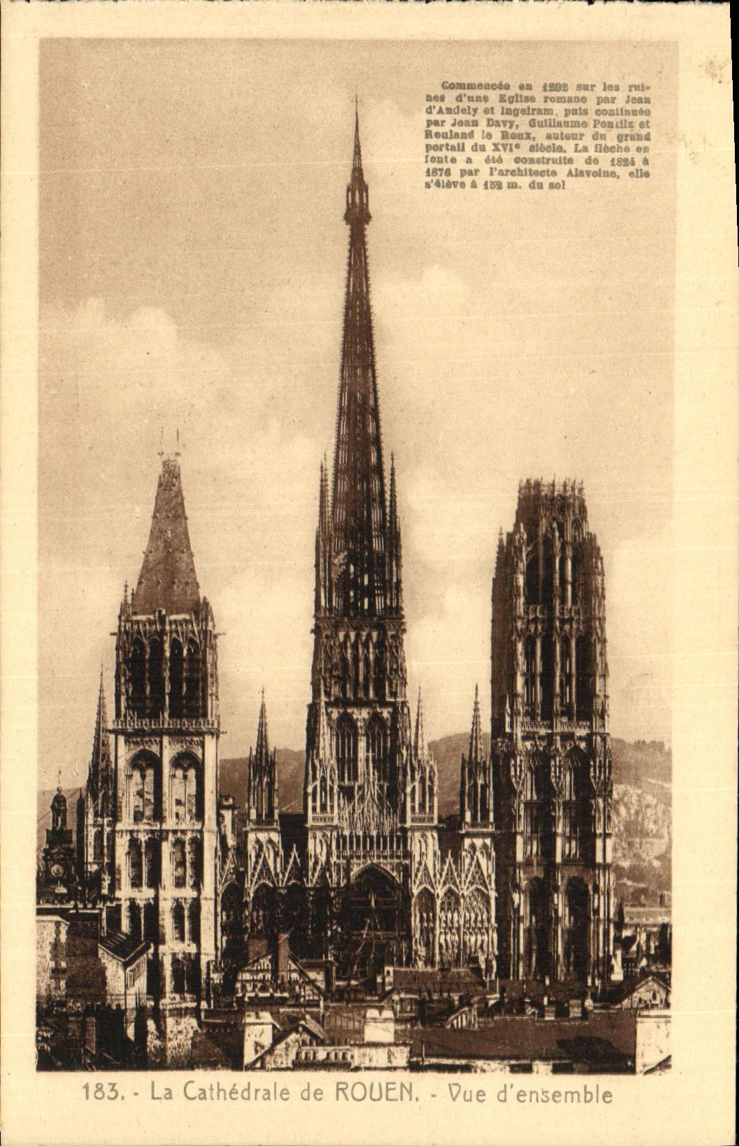 VINTAGE POSTCARD the Cathedral Of Rouen Seen D together