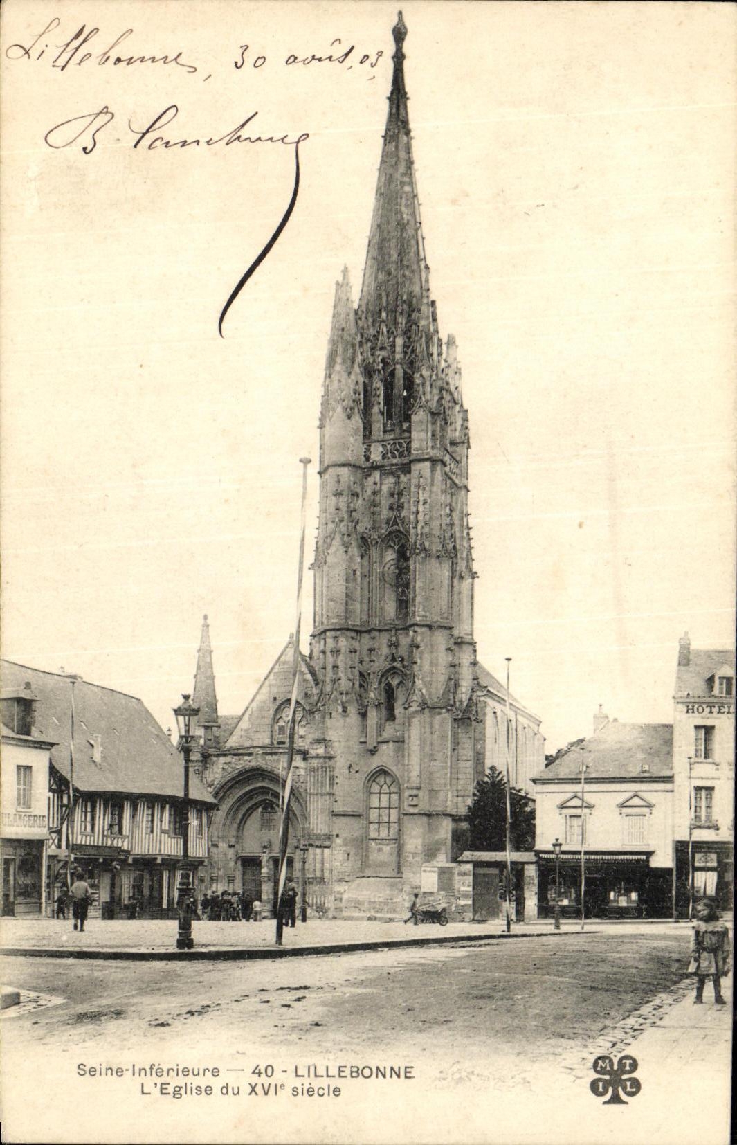 VINTAGE POSTCARD Lillebonne L Church Of the 14th Century