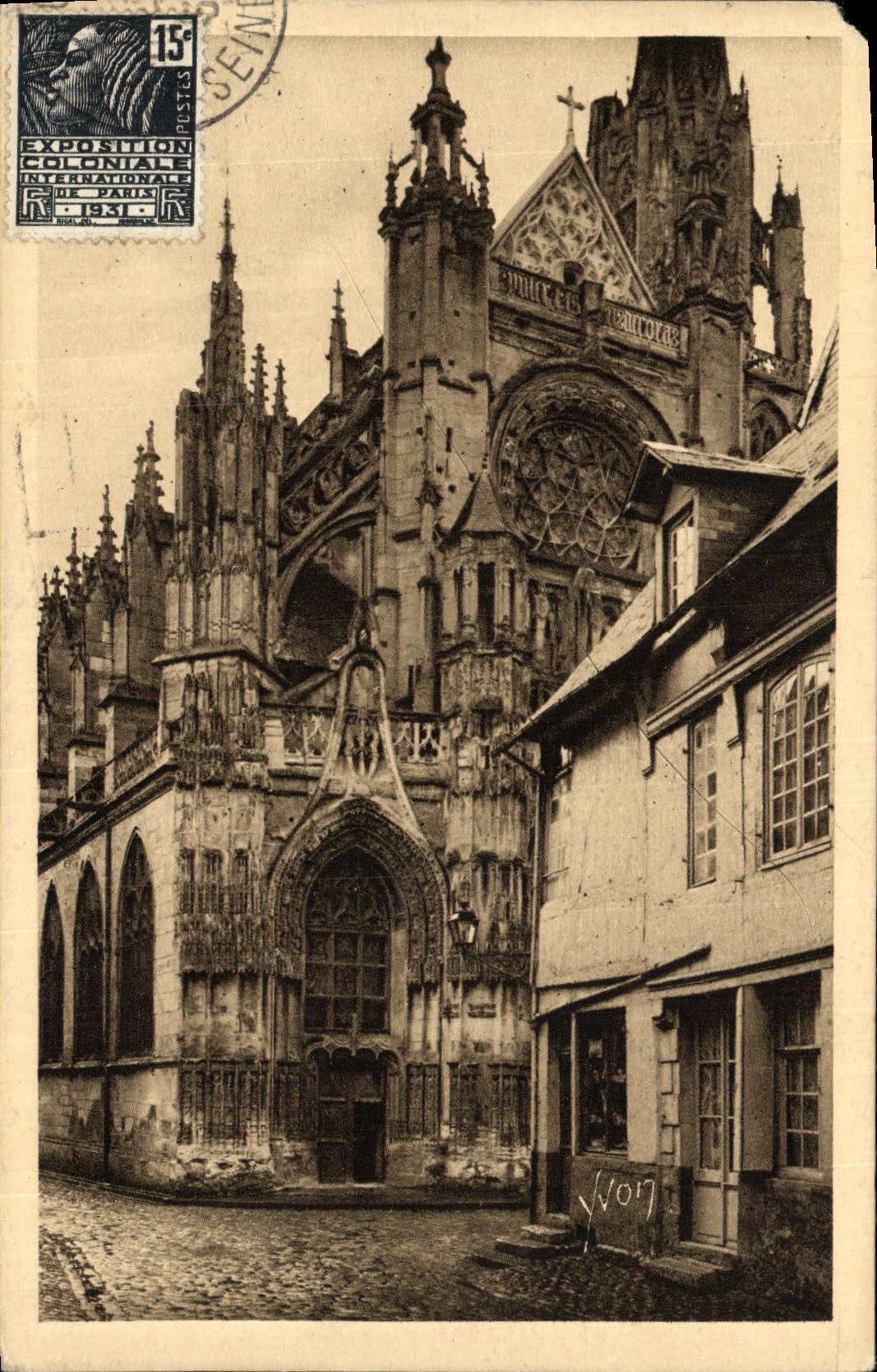 VINTAGE POSTCARD Normandy Of Rouen In Caudebec Le Havre In Caux Notre Dame Church