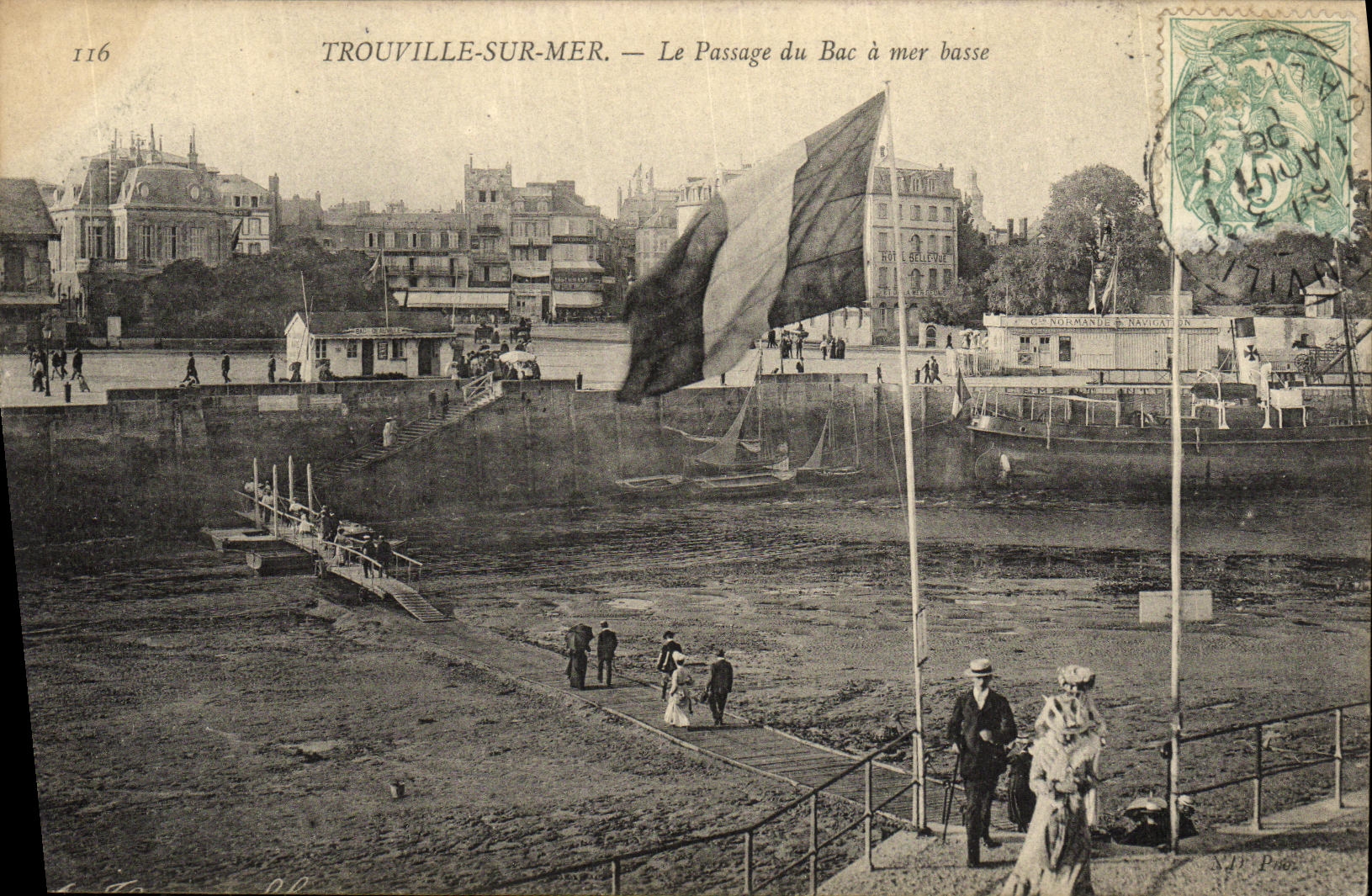 VINTAGE POSTCARD Trouville On Mer Passge of the Vat has Low Mer