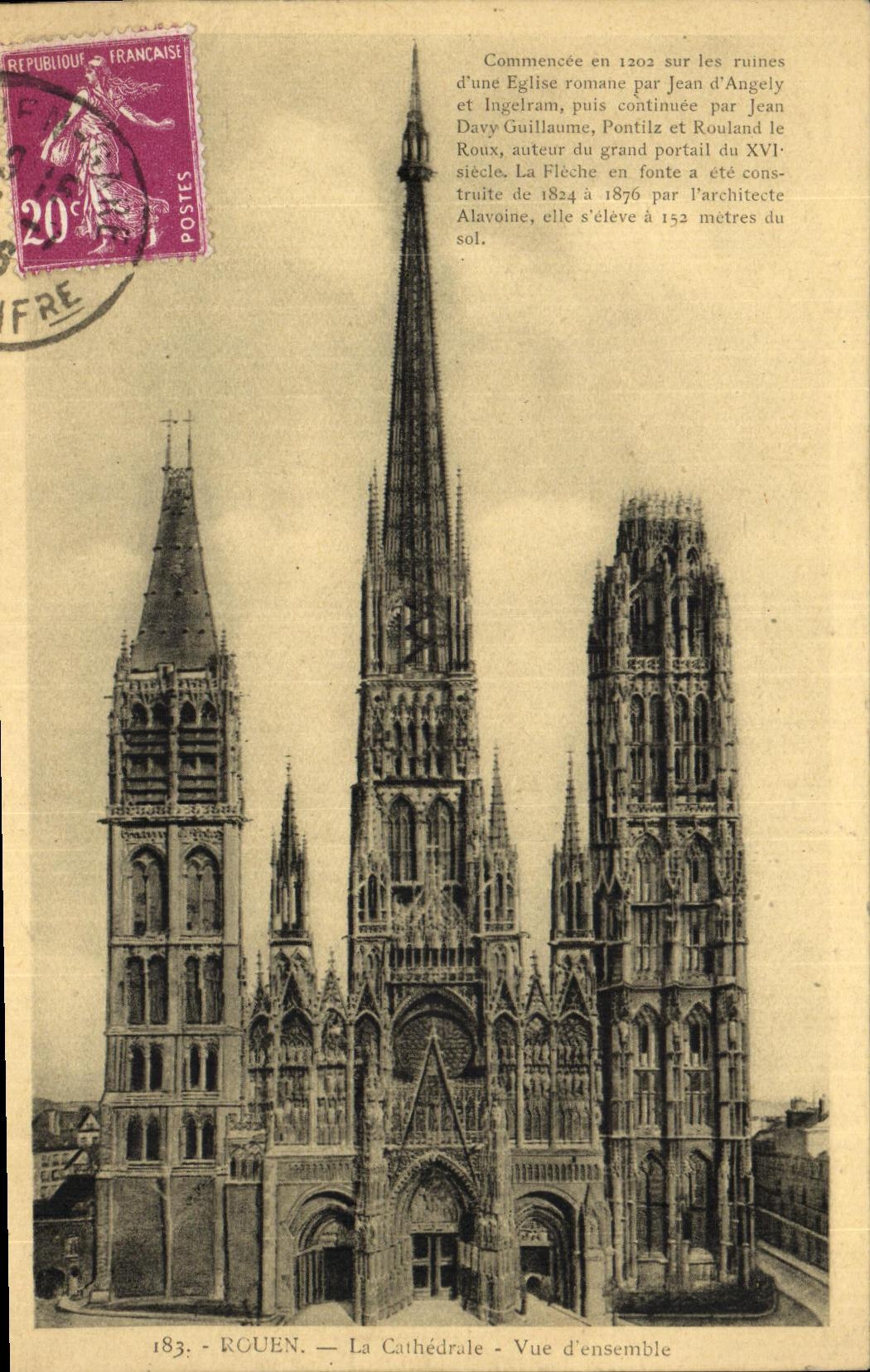 VINTAGE POSTCARD Rouen the Cathedral Seen D together