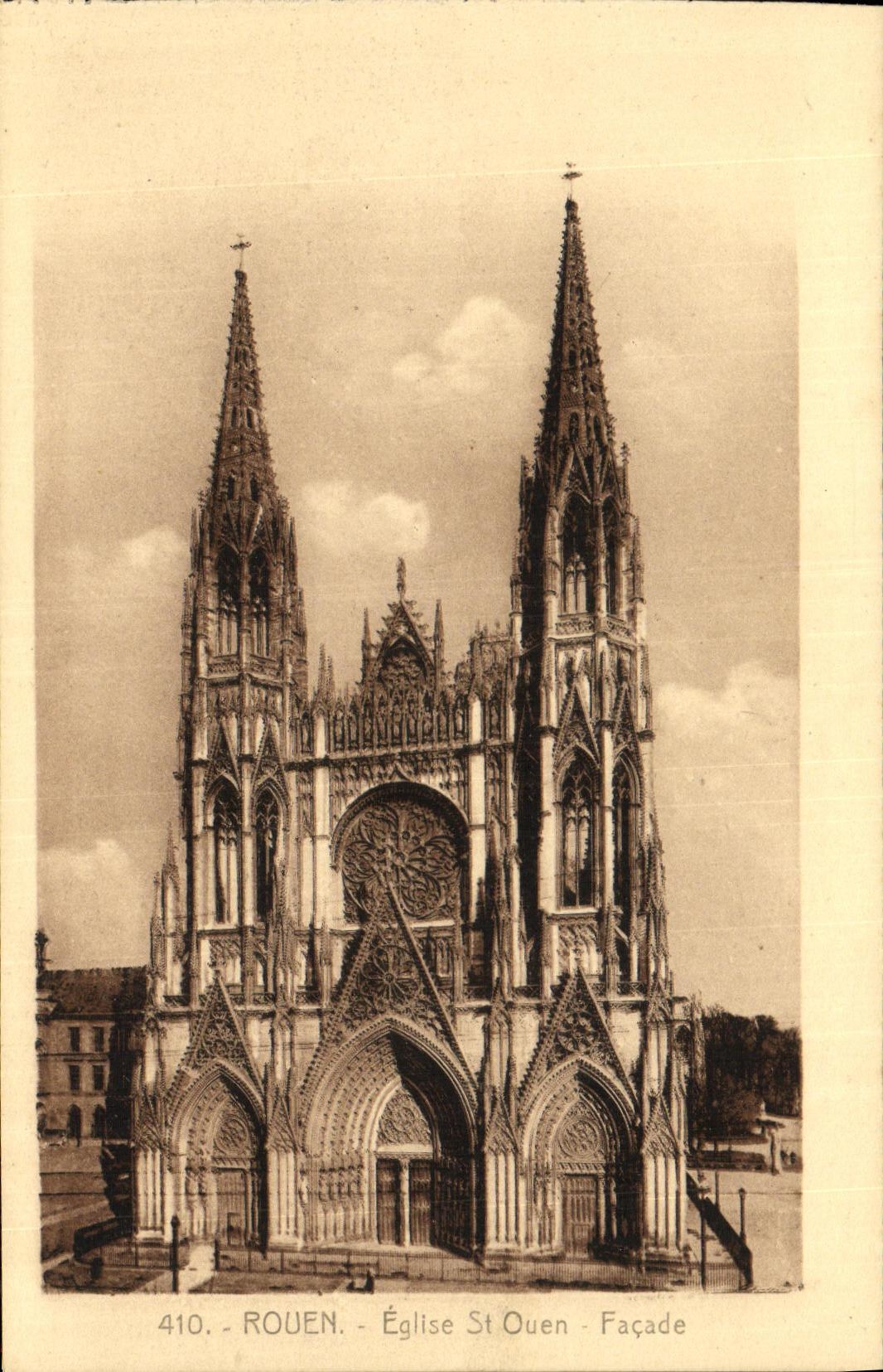 VINTAGE POSTCARD Rouen Church St Ouen Frontage