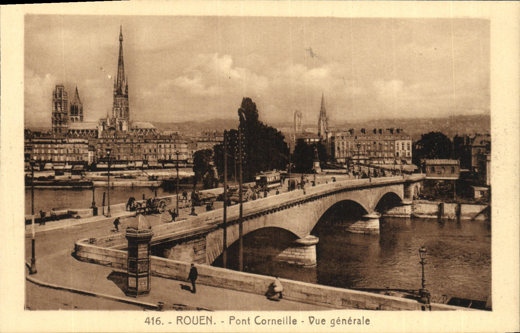 VINTAGE POSTCARD Rouen Bridge Crow View