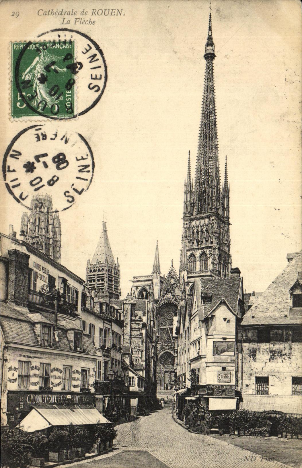 VINTAGE POSTCARD the Cathedral Of Rouen the Arrow