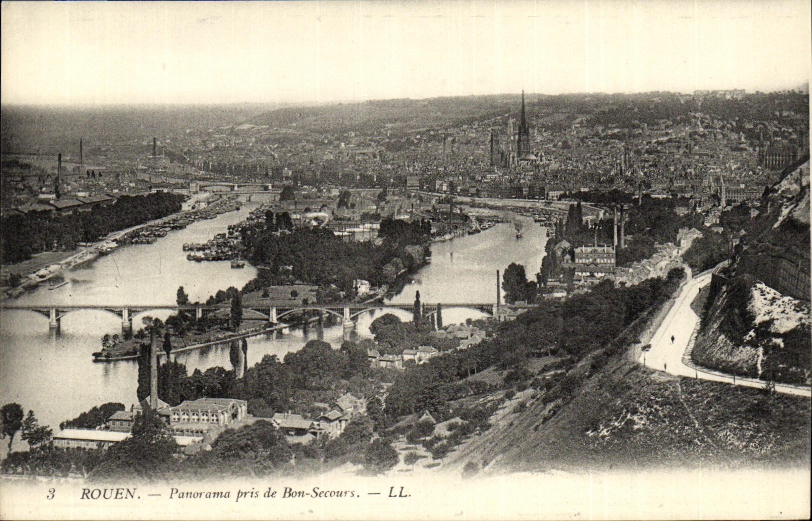 VINTAGE POSTCARD Rouen Panorama Taken of Good Help