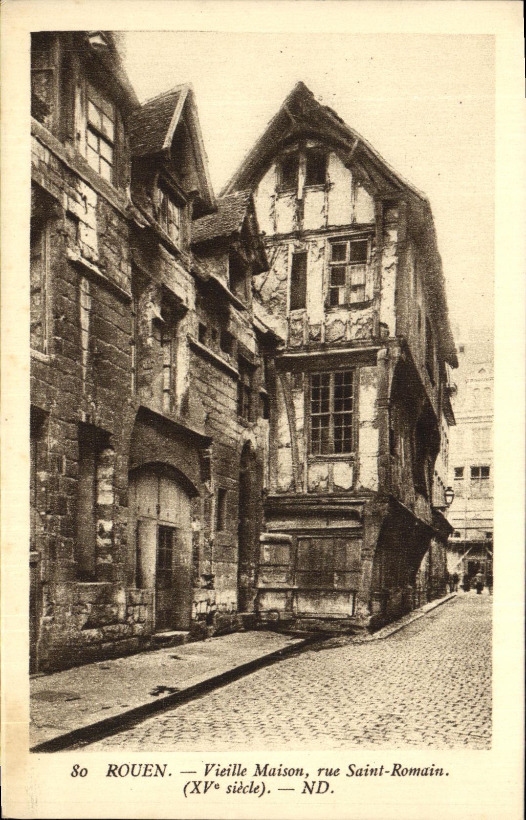 VINTAGE POSTCARD Rouen Old woman House Street Romain Saint