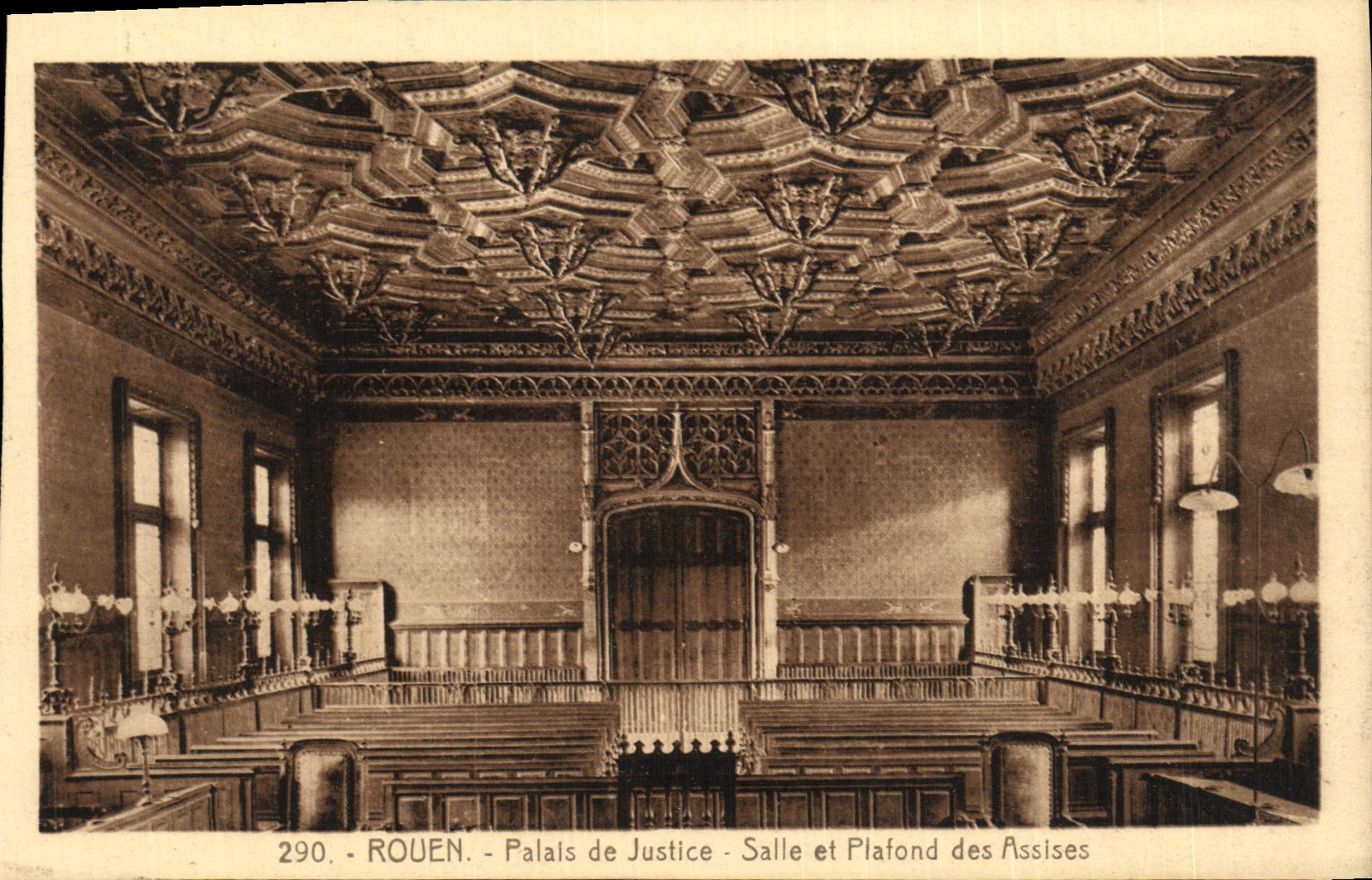 VINTAGE POSTCARD Rouen Law courts Room And Ceiling of Bases
